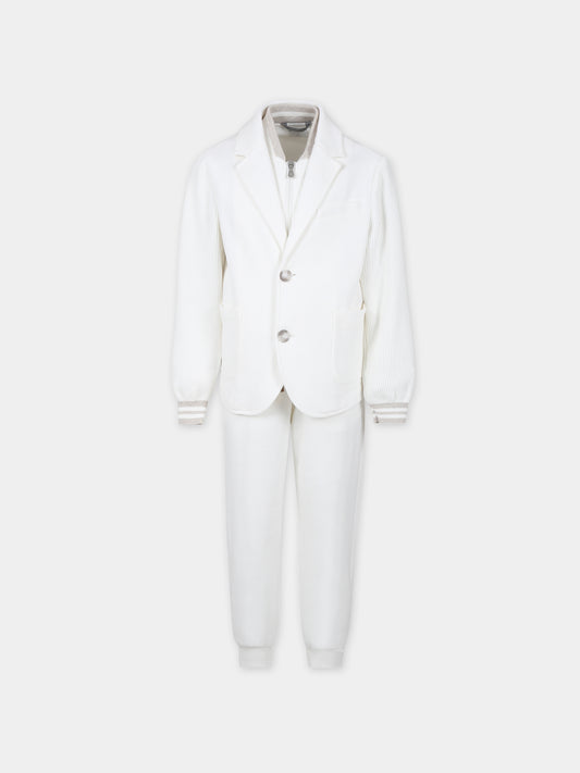 Completo avorio per bambino con logo,Eleventy,EU3P30 J0372 102BG