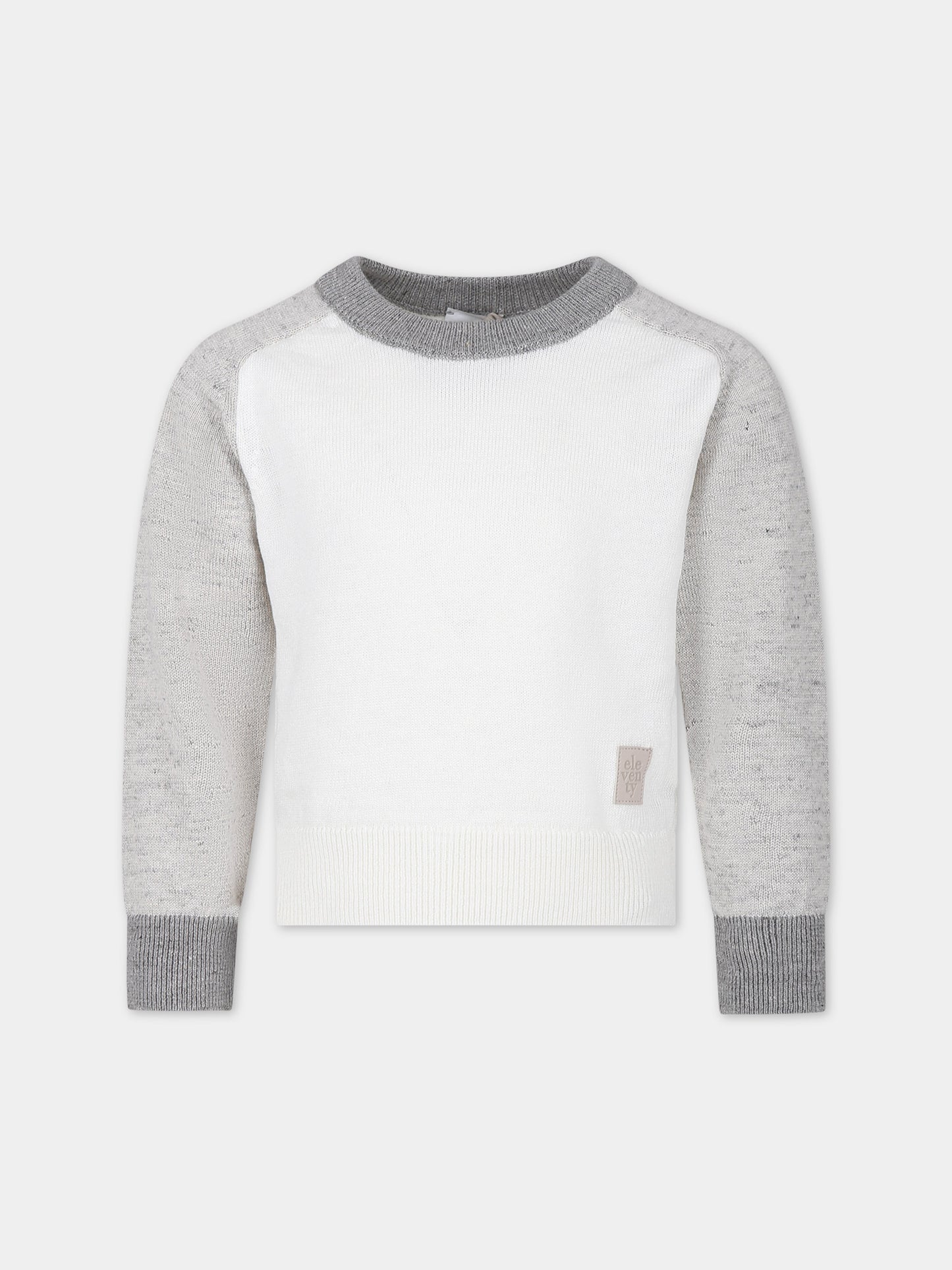 Maglione avorio per bambino con logo,Eleventy,EU9P10 Z2124 101BG