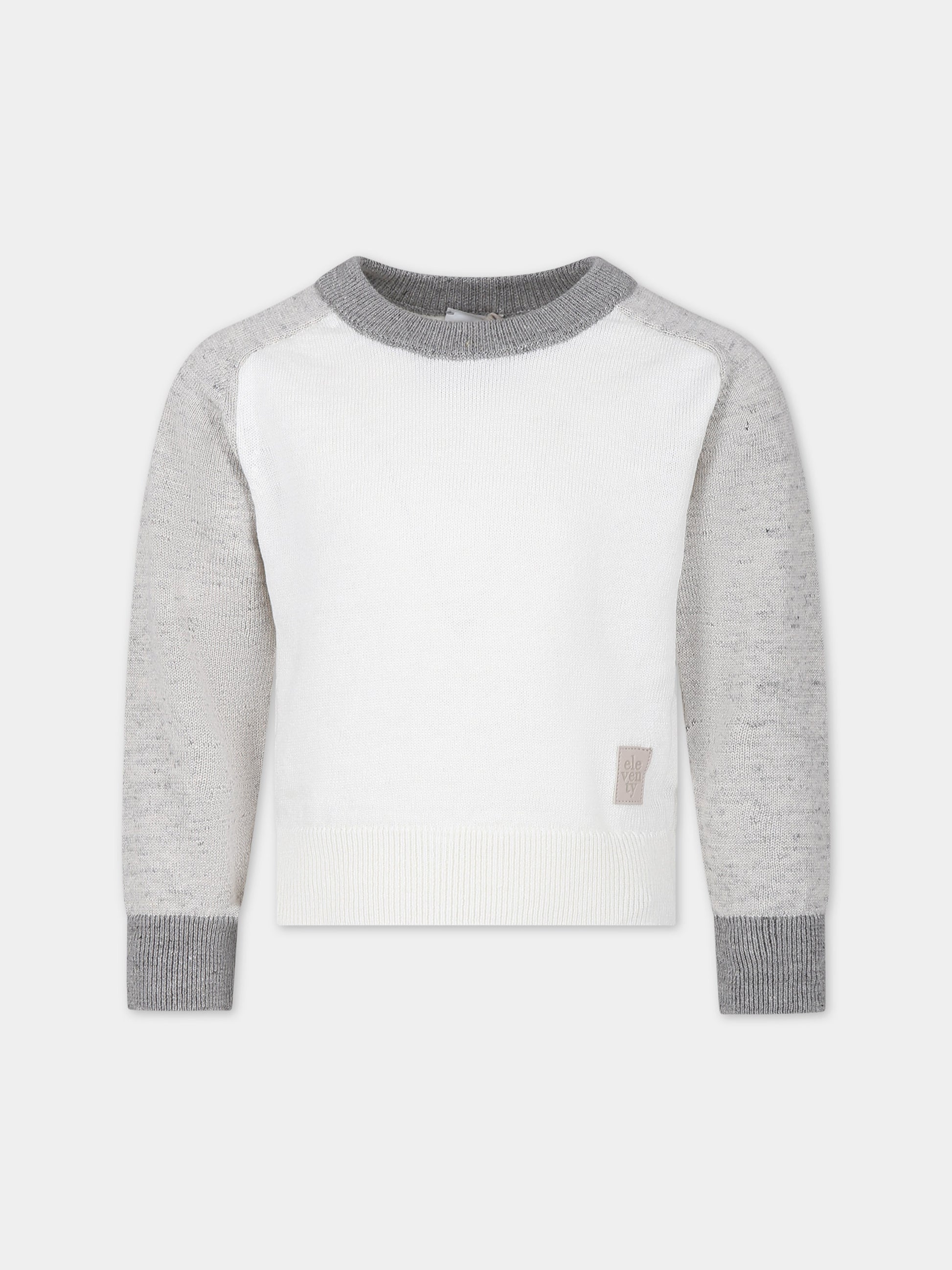 Maglione avorio per bambino con logo,Eleventy,EU9P10 Z2124 101BG