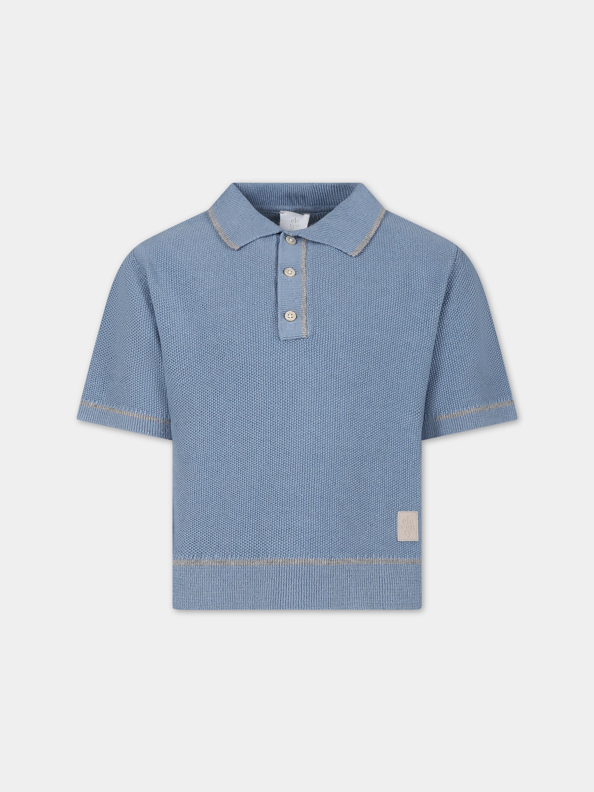 Polo blu per bambino con logo,Eleventy,EU9P21 Z2124 60D