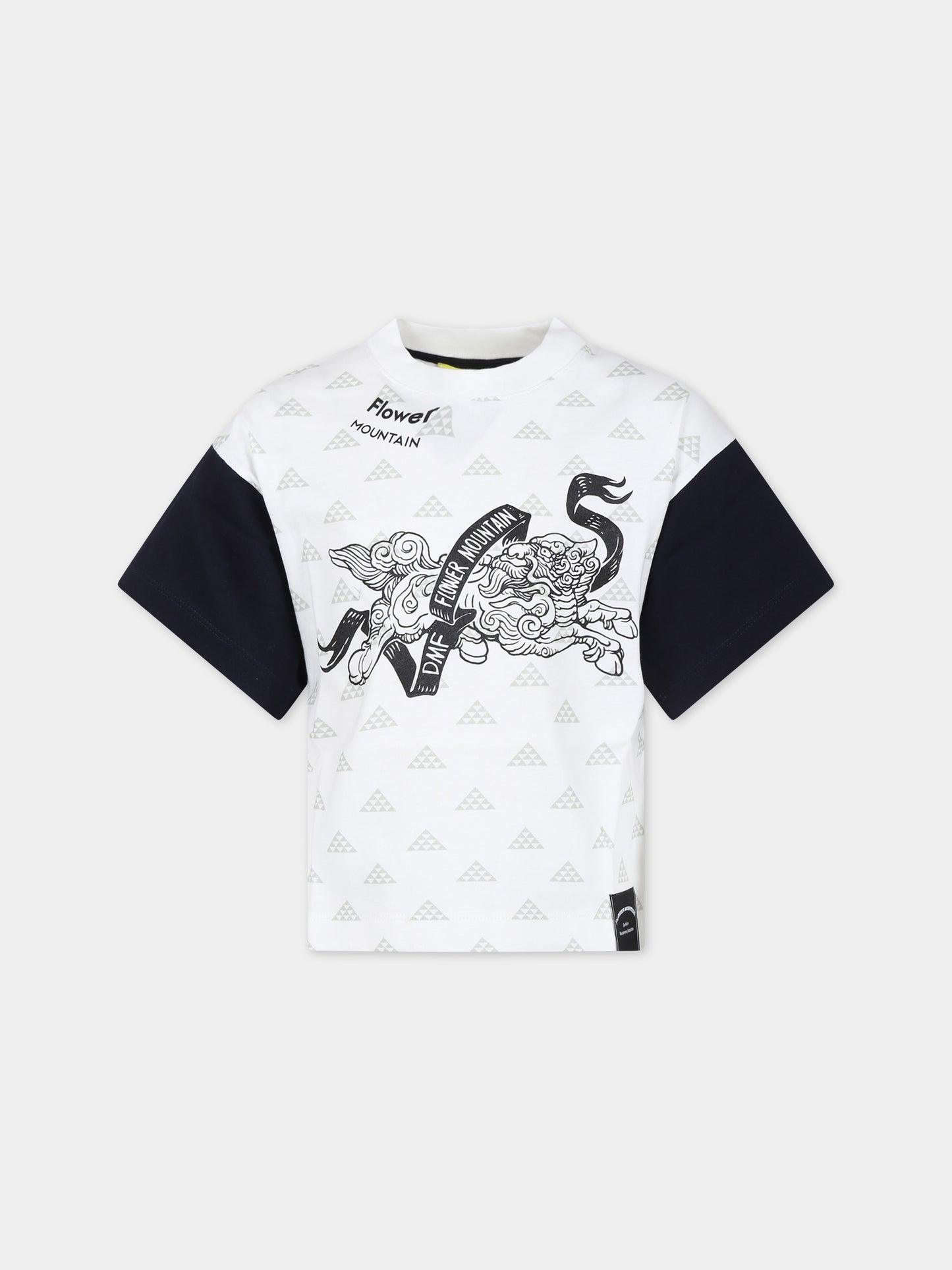 T-shirt bianca per bambini con stampa,Flower Mountain,001 6002236 01 1N45