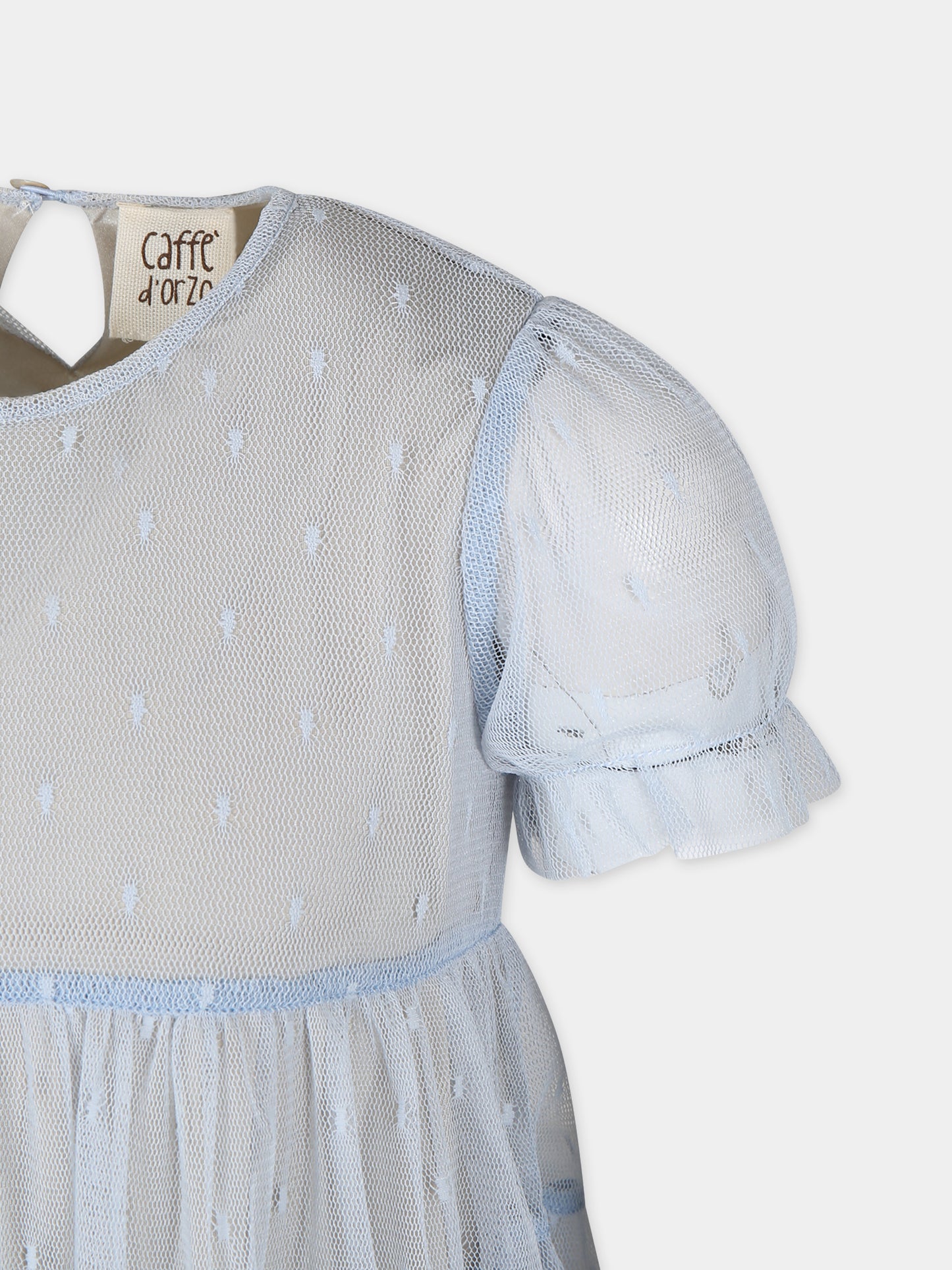 Vestito celeste per bambina con ricami,Caffe' D'orzo,ZU1B21 T0075 607