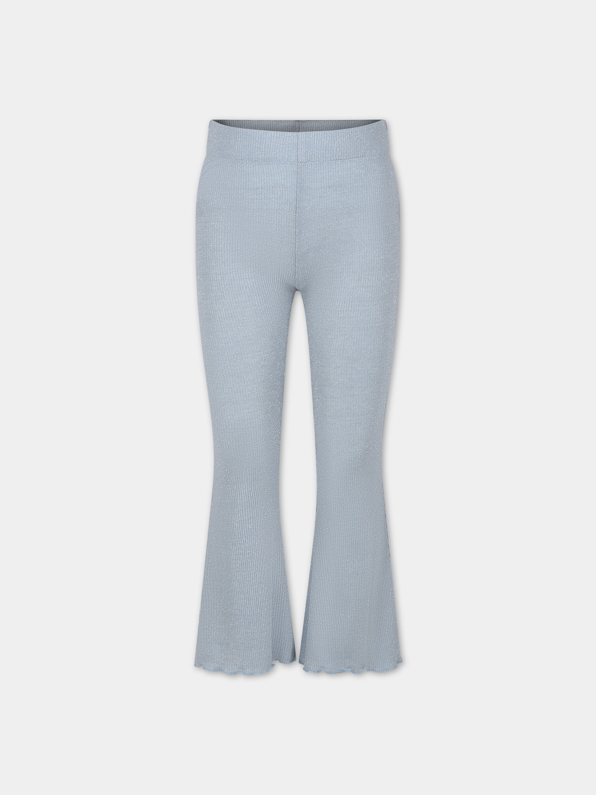 Pantaloni celesti per bambina con lurex,Caffe' D'orzo,ZU6A50 J0384 607AG