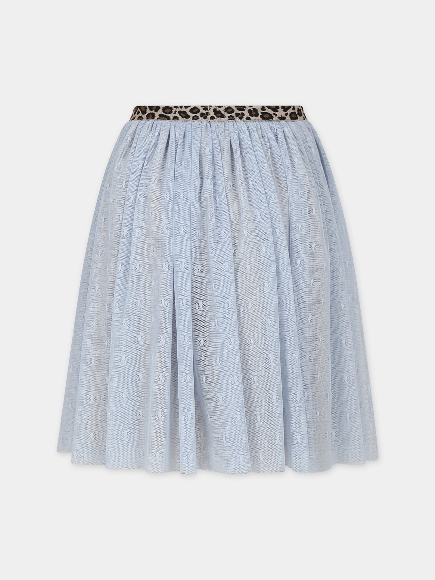 Gonna celeste per bambina con ricami,Caffe' D'orzo,ZU7A14 T0075 607