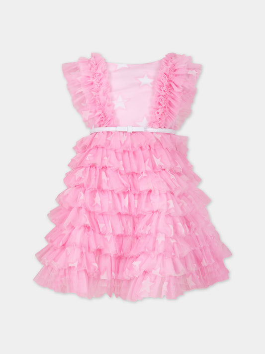 Vestito elegante Saloon rosa per bambina,Monnalisa,19C904 3032 0090