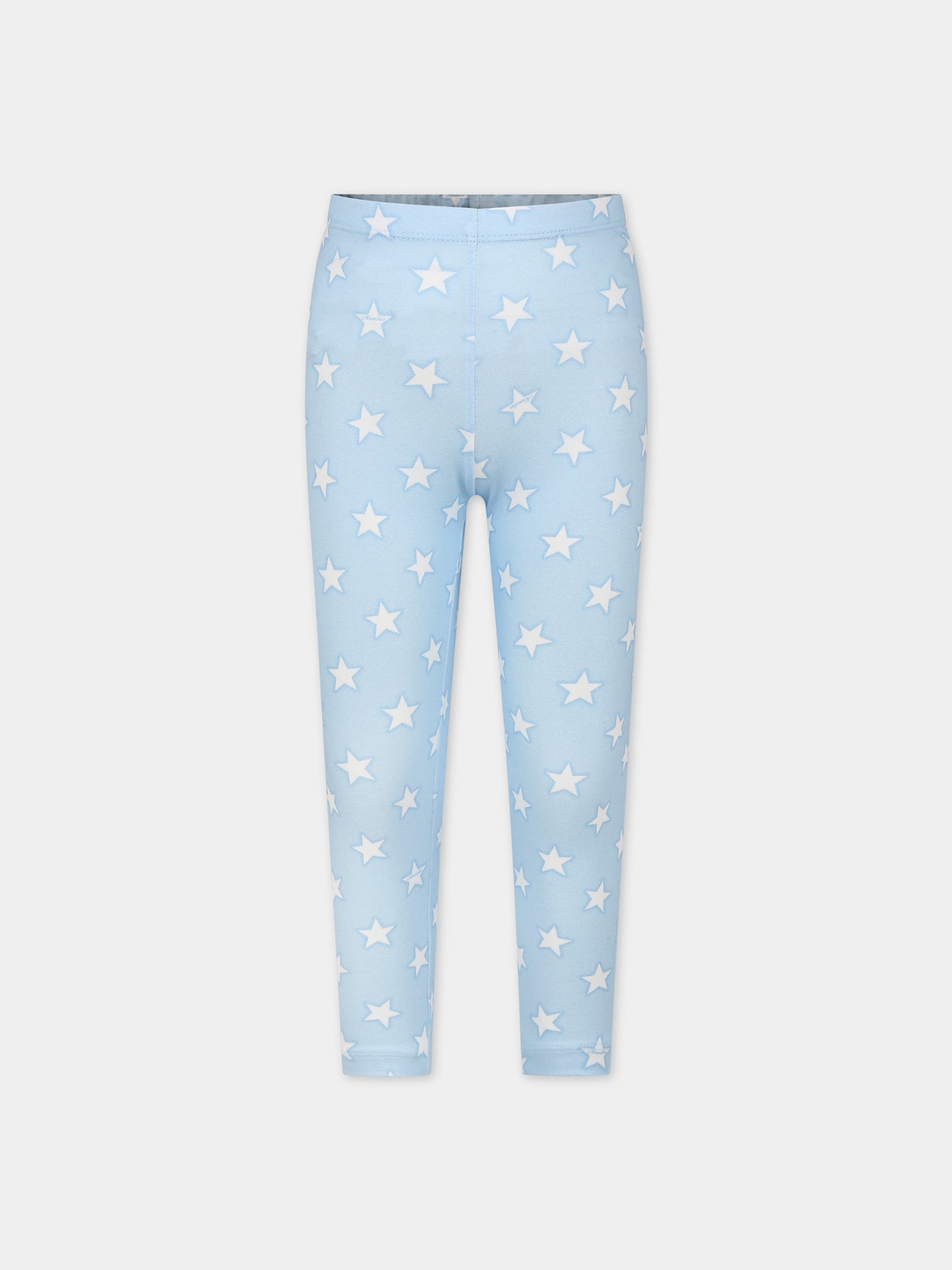 Leggings celesti per bambina con stelle,Monnalisa,11C406 3623 0058