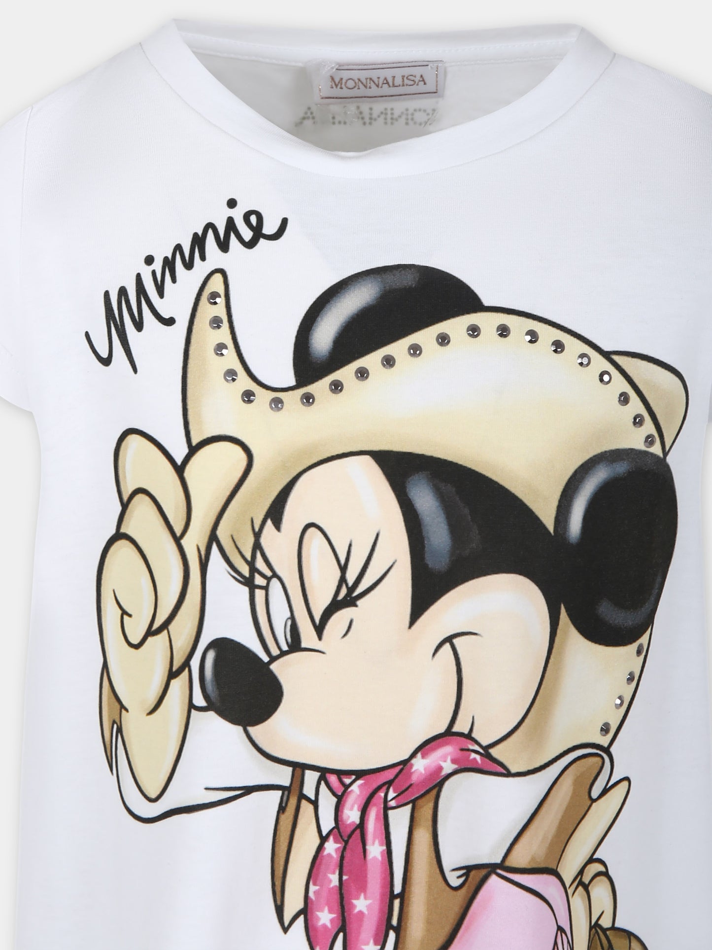 T-shirt bianca per bambina con Minnie,Monnalisa,19C603 3003 0099