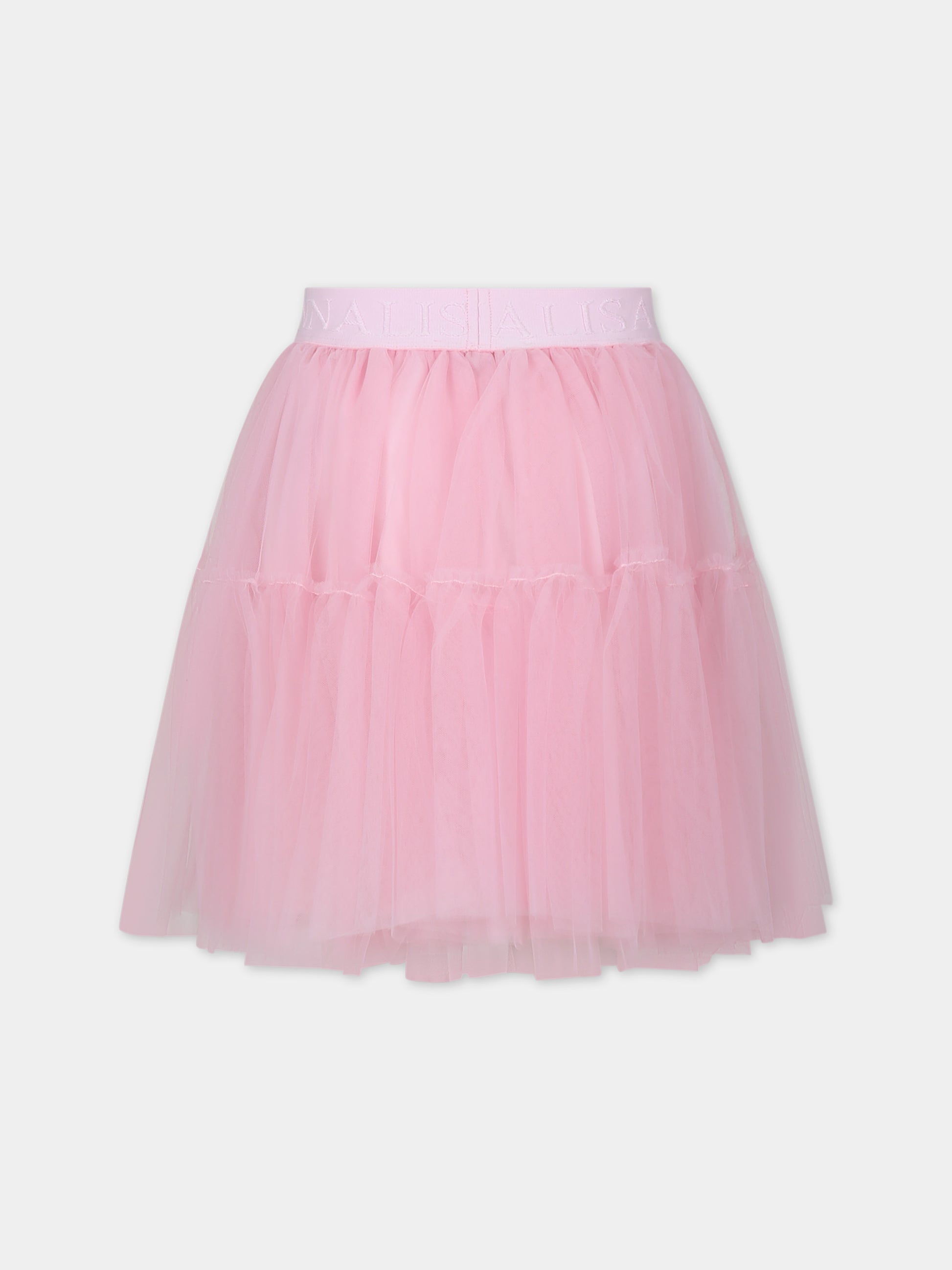 Gonna elegante rosa per bambina in tulle,Monnalisa,17CGON T9945 0090