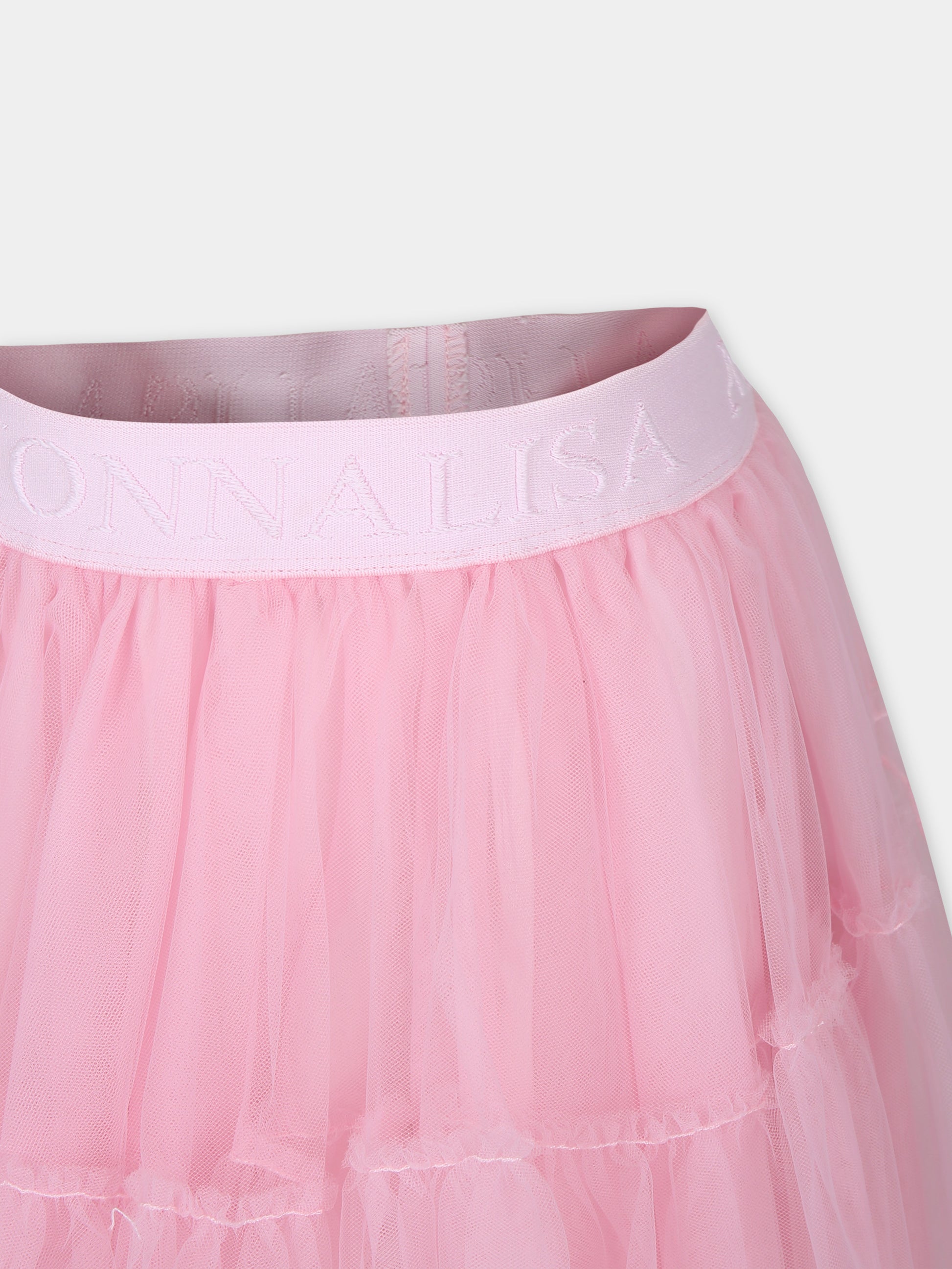 Gonna elegante rosa per bambina in tulle,Monnalisa,17CGON T9945 0090