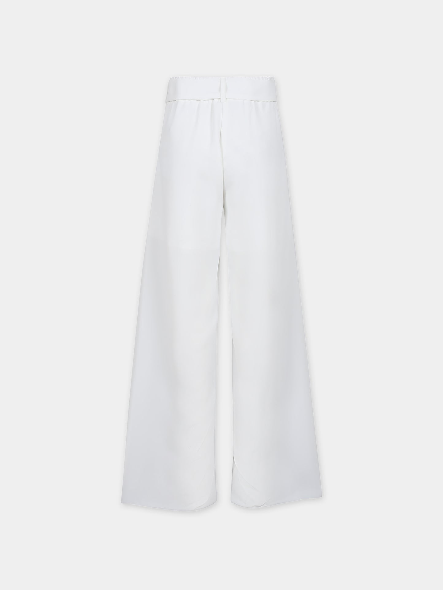 Pantaloni bianchi per bambina con cintura con fiocco,Monnalisa,71C406 3113 0001