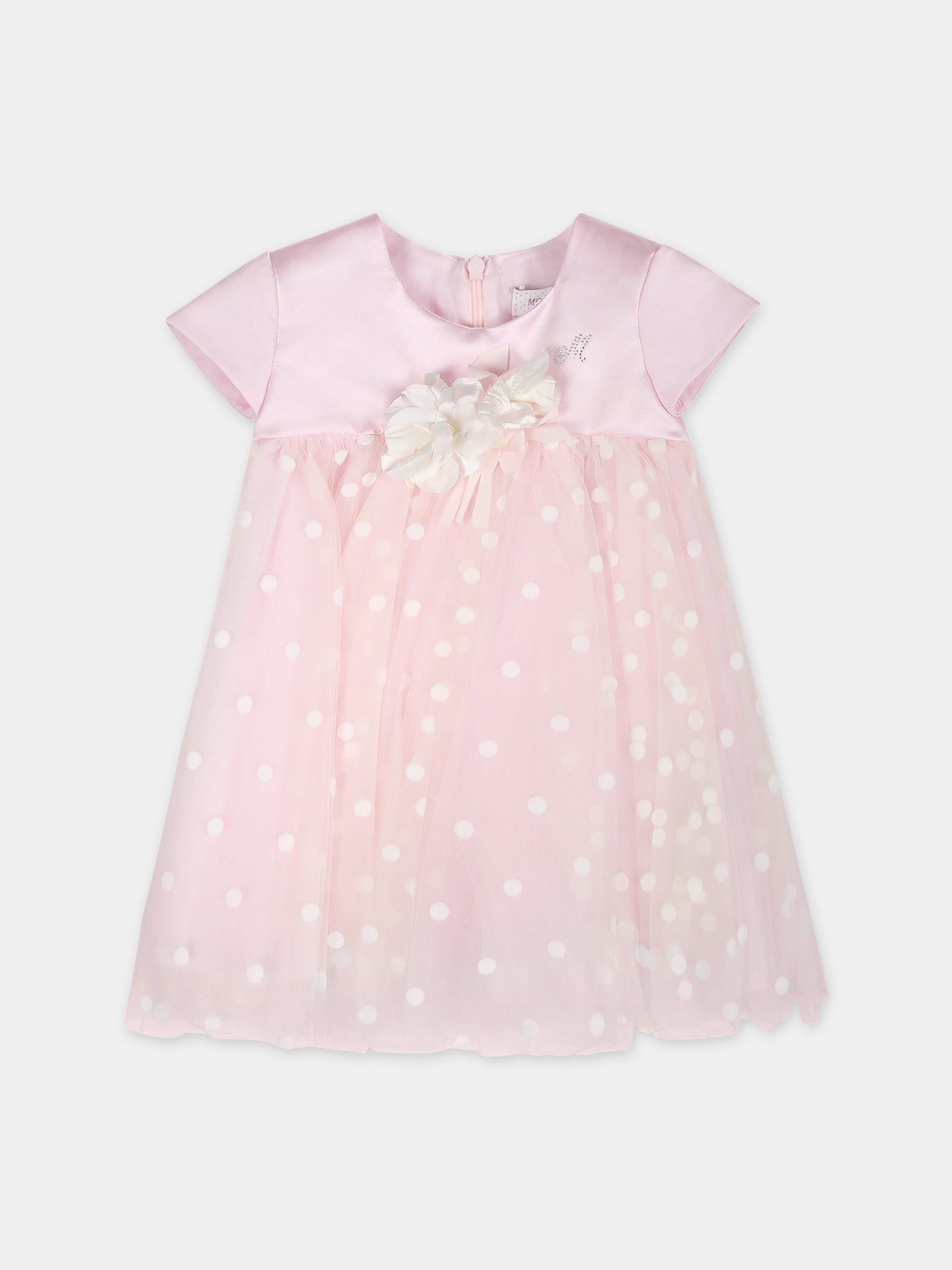 Vestito rosa per neonata con pois,Monnalisa,73C905 3906 0191