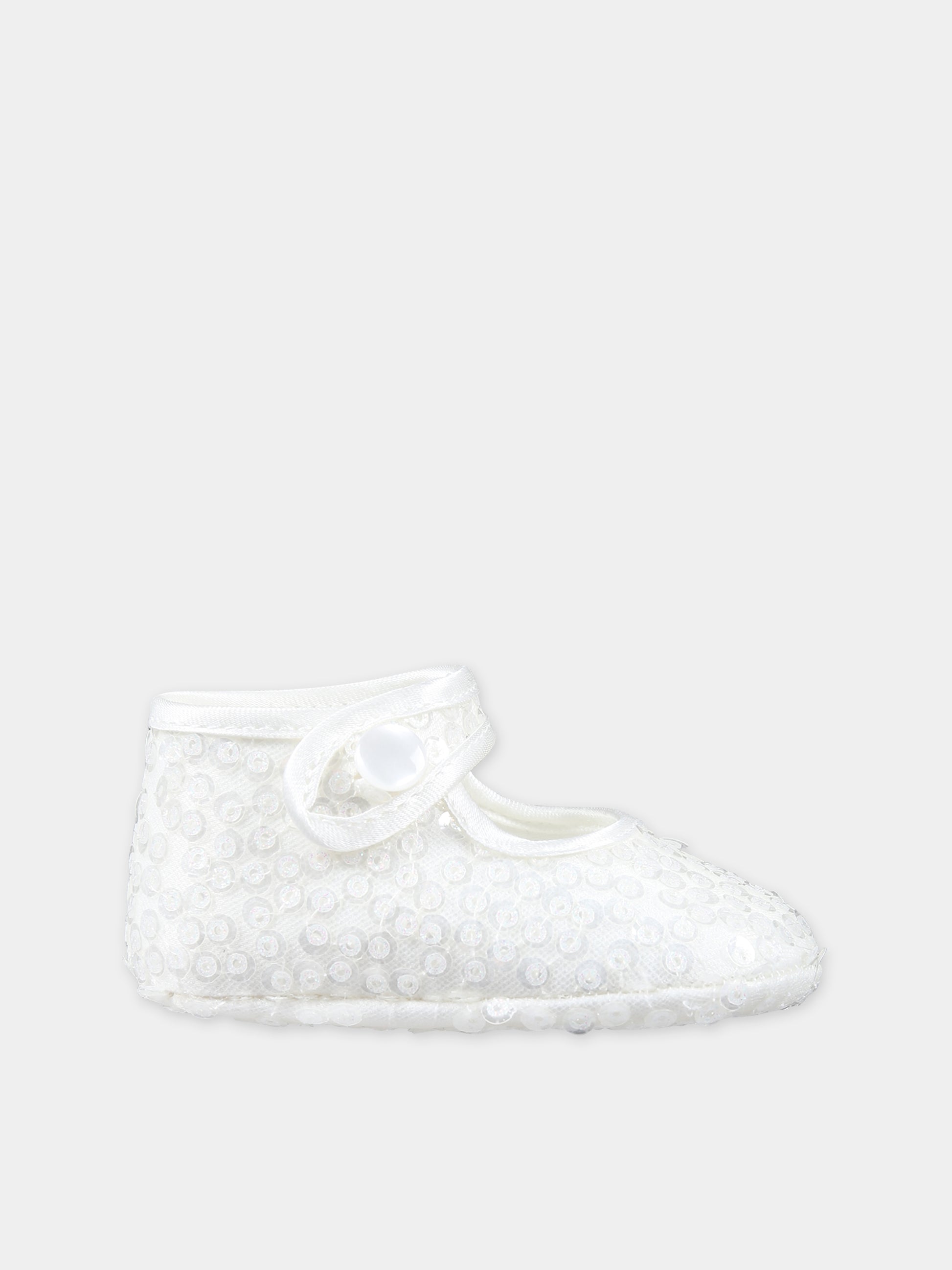 Ballerine bianche  per neonata con paiettes,Monnalisa,73C002 3901 0001