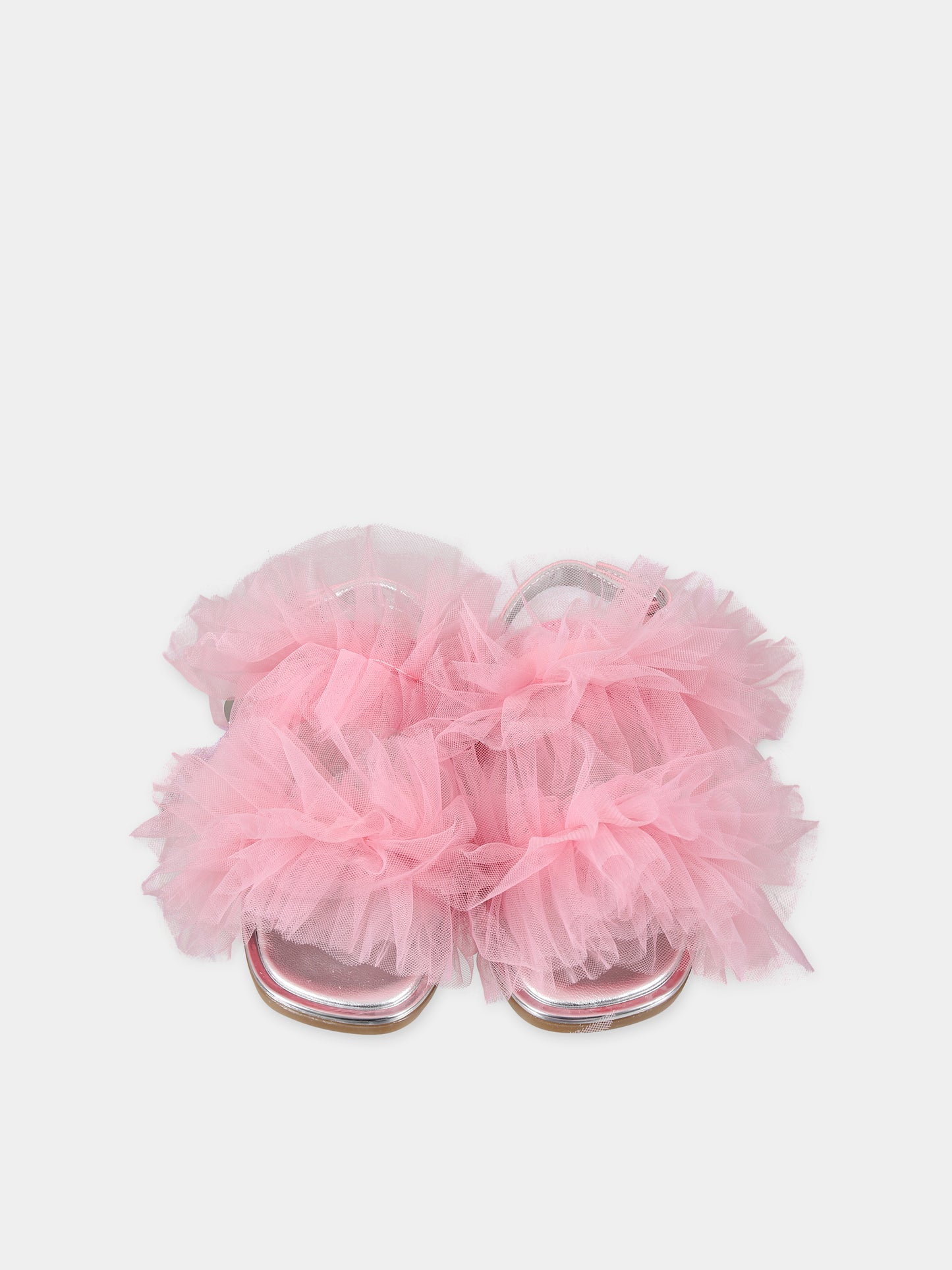 Sandali rosa per bambina con tulle,Monnalisa,87C009 3744 0090