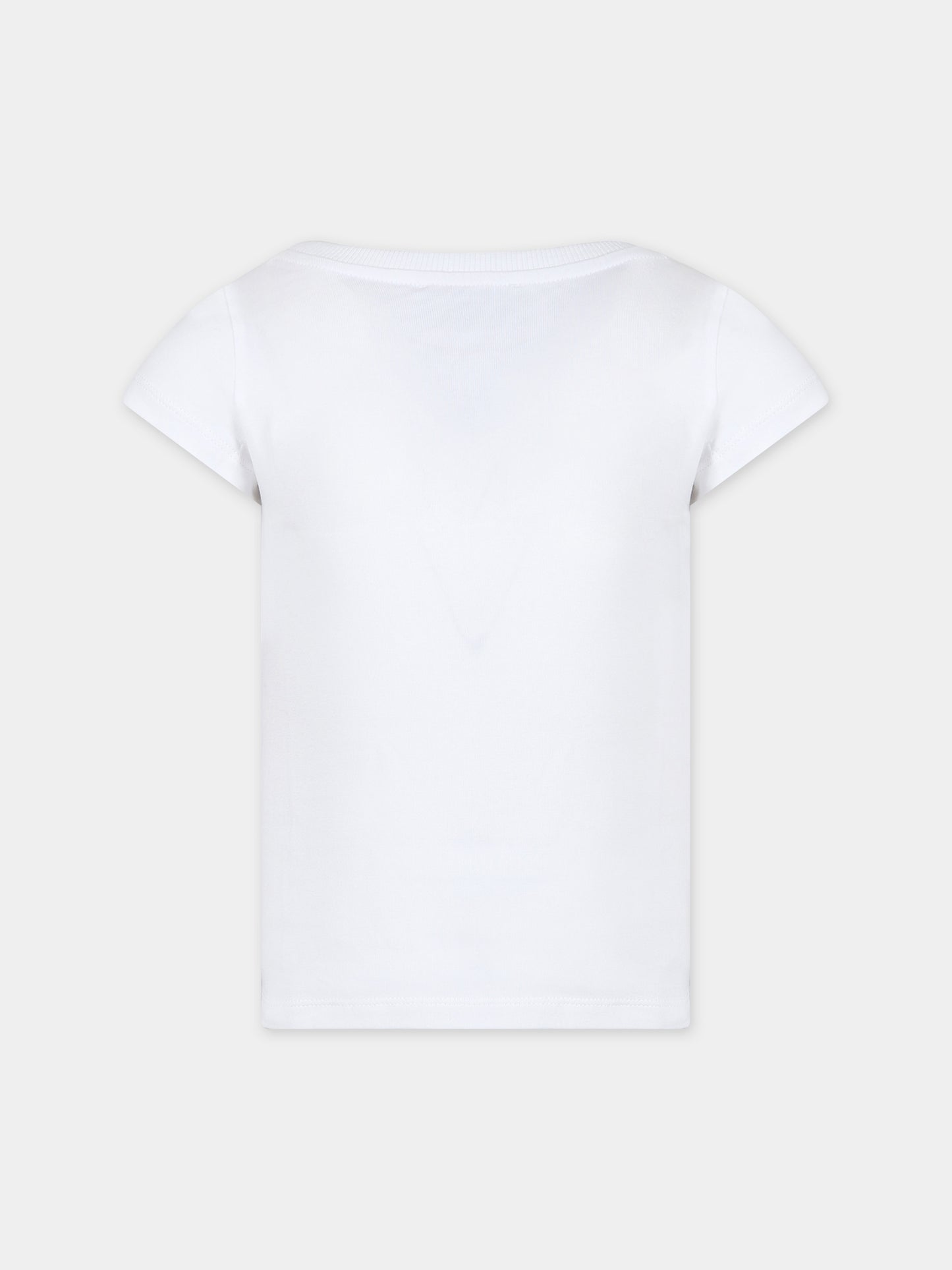 T-shirt bianca per bambina con logo,Moschino Kids,H1M042 LBA00 10101