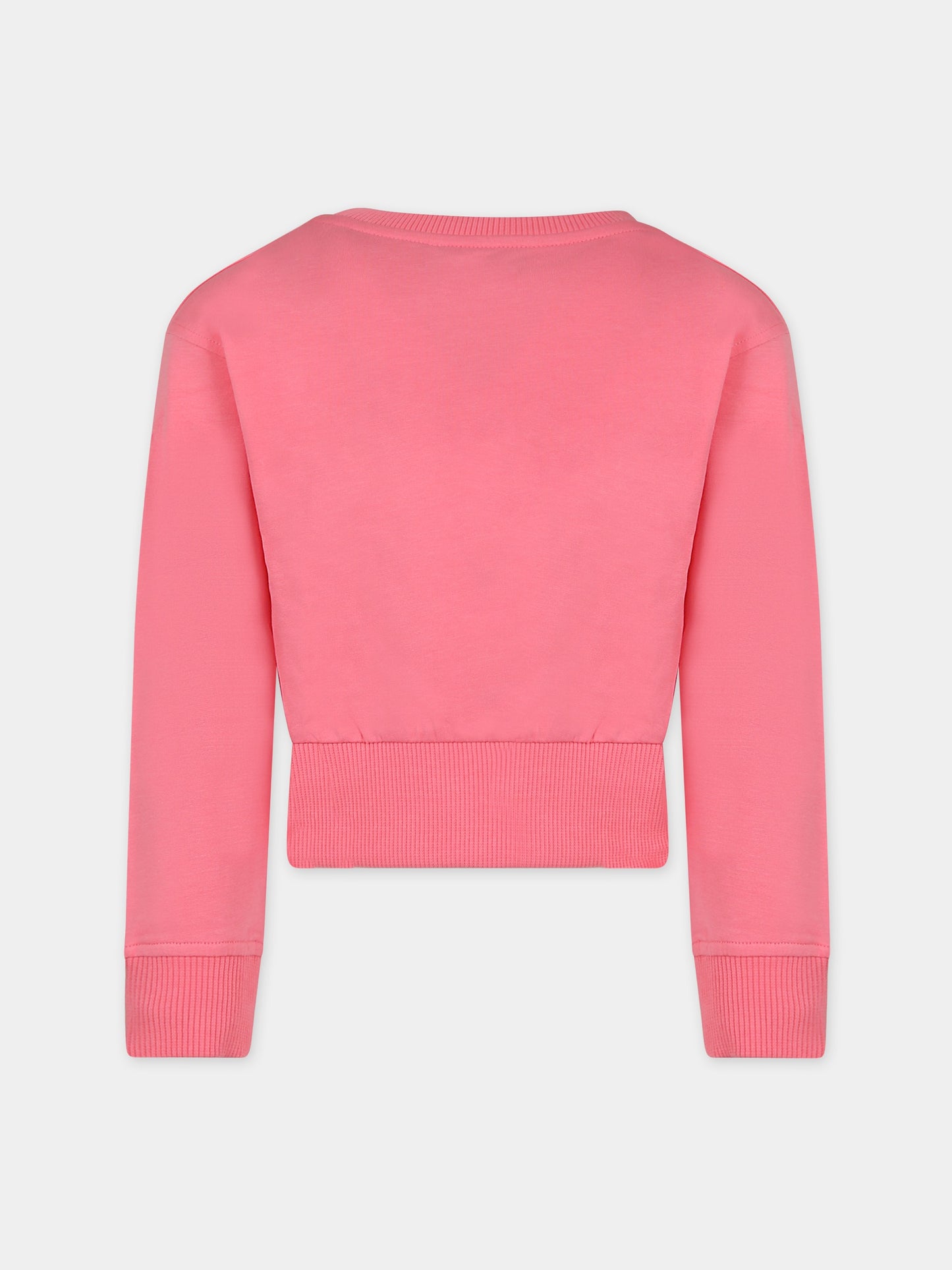 Felpa rosa per bambina con logo,Moschino Kids,HCF032 LDA01 51047