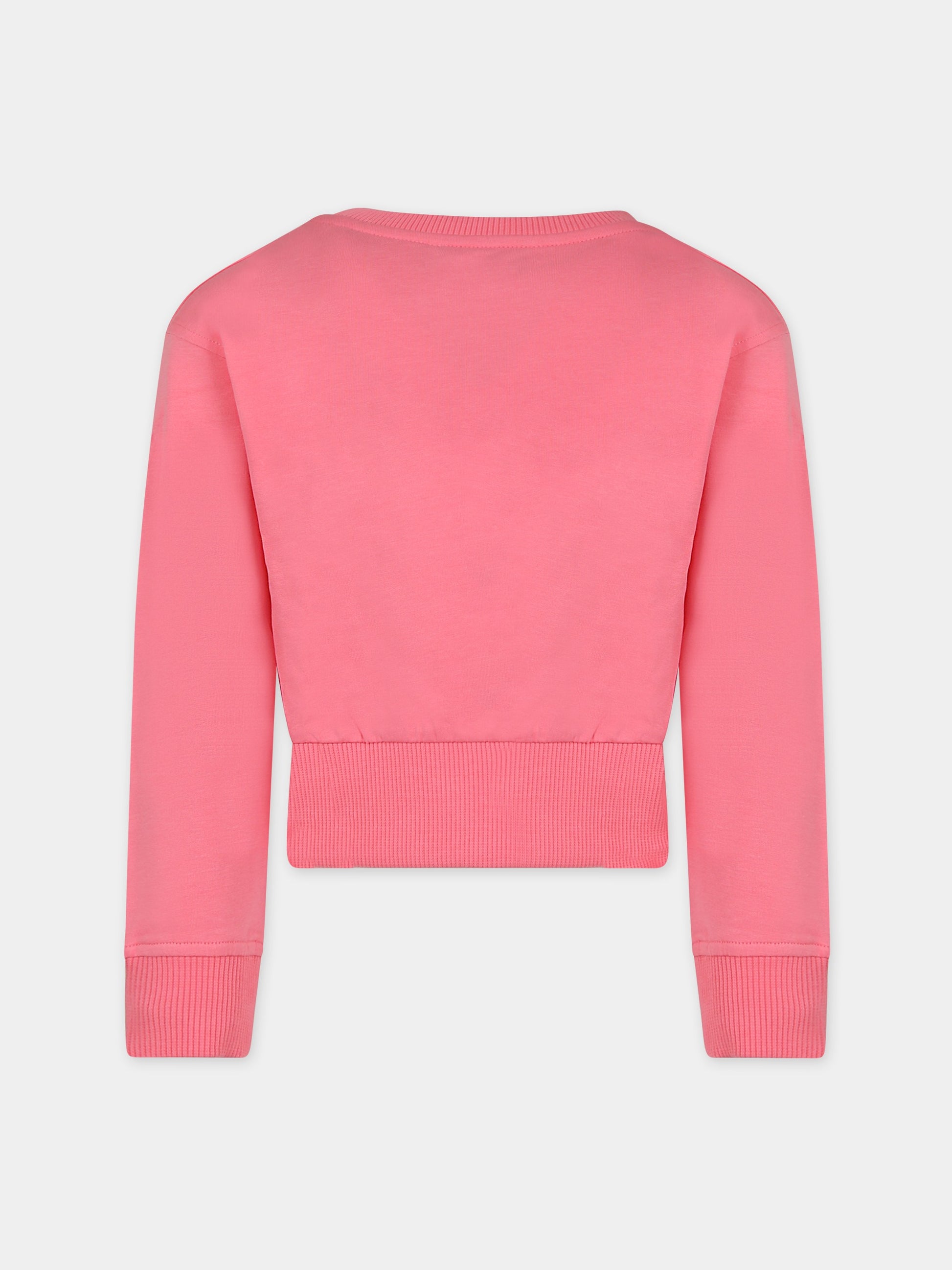 Felpa rosa per bambina con logo,Moschino Kids,HCF032 LDA01 51047