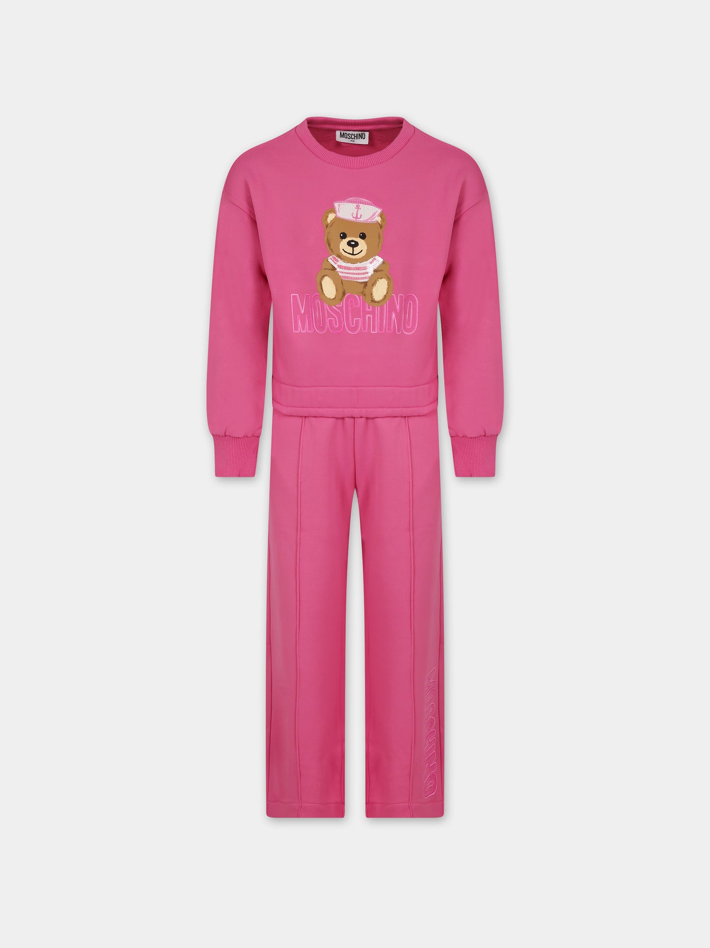 Completo fucsia per bambina con Teddy Bear,Moschino Kids,HDK02I LCA55 50879