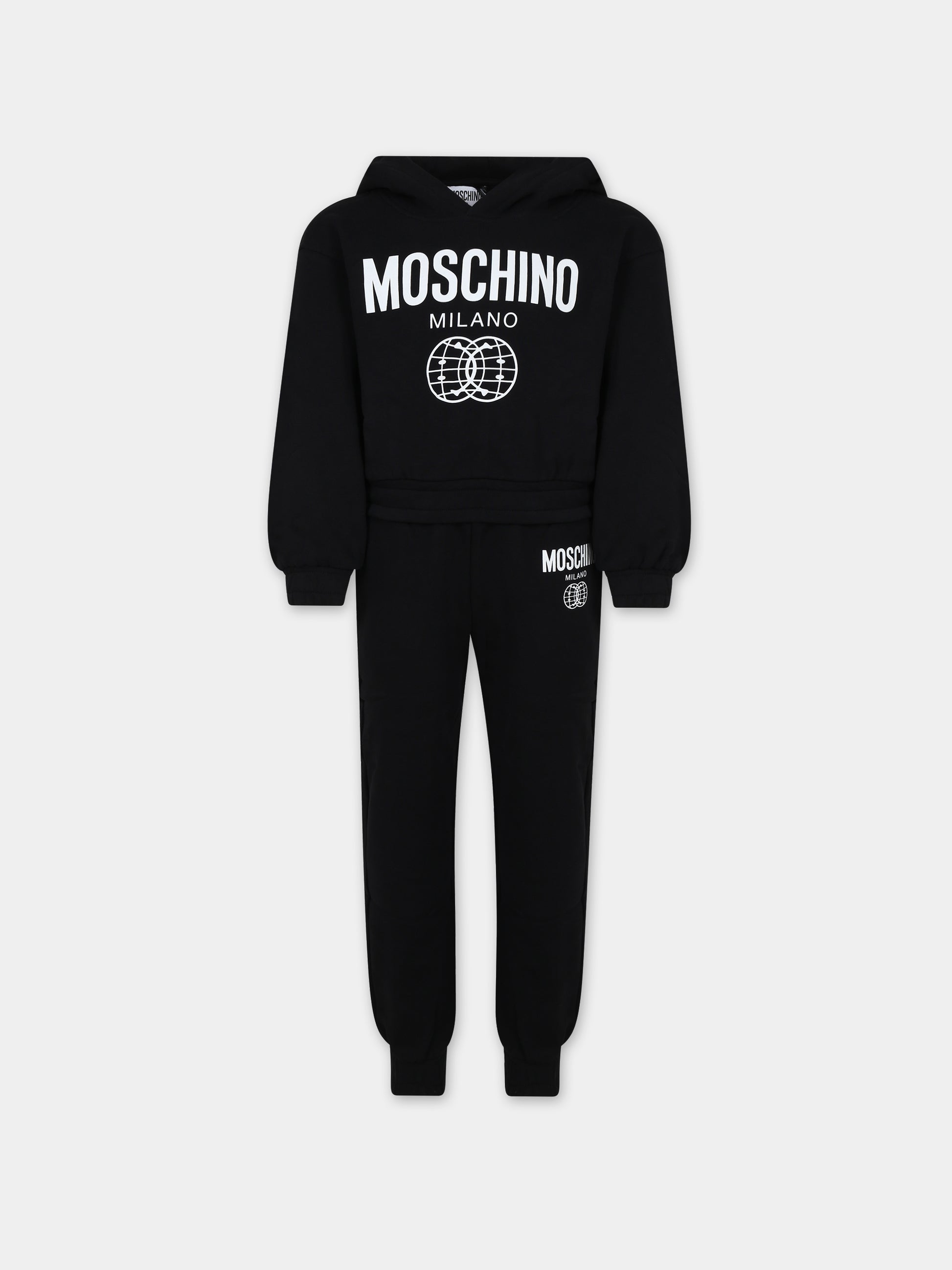 Completo nero per bambina con smile,Moschino Kids,HDK02J LCA44 60100