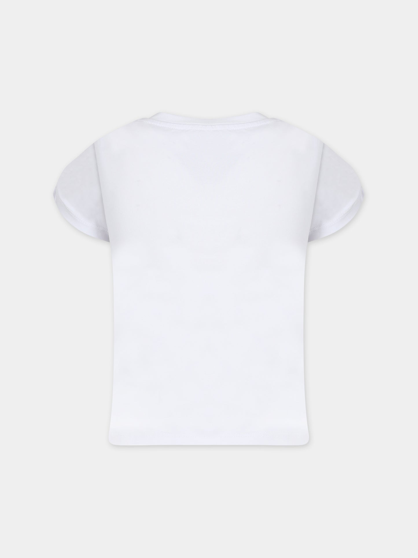 T-shirt bianca per bambina con Teddy bear e fiori,Moschino Kids,HDM04T LBA00 10101