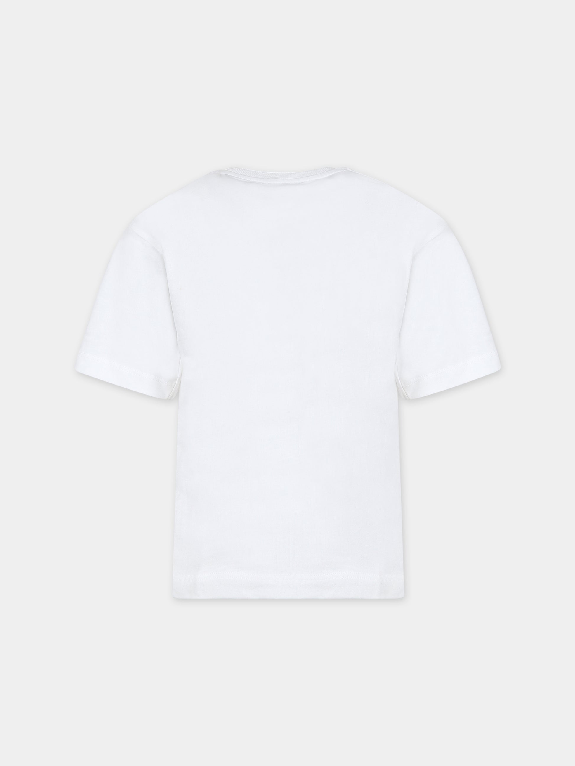 T-shirt bianca per bambina con Teddy Bear e logo,Moschino Kids,HPM03R LAA23 10101