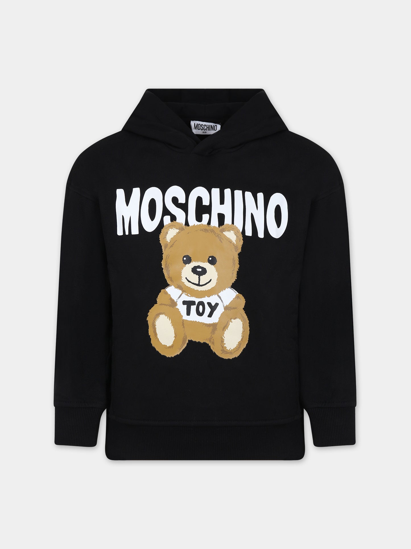 Felpa nera per bambini con Teddy Bear e logo,Moschino Kids,HQF03X LCA32 60100