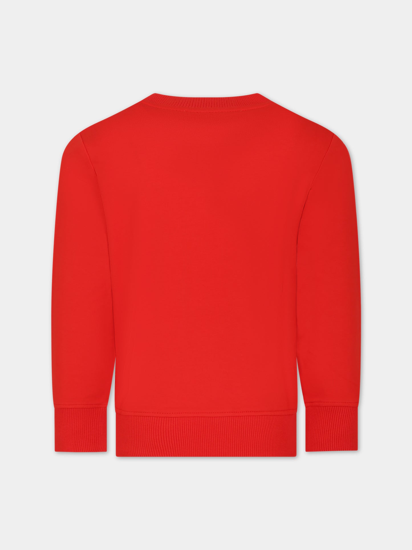 Felpa rossa per bambini con Teddy Bear e logo,Moschino Kids,HRF05R LDA00 50109