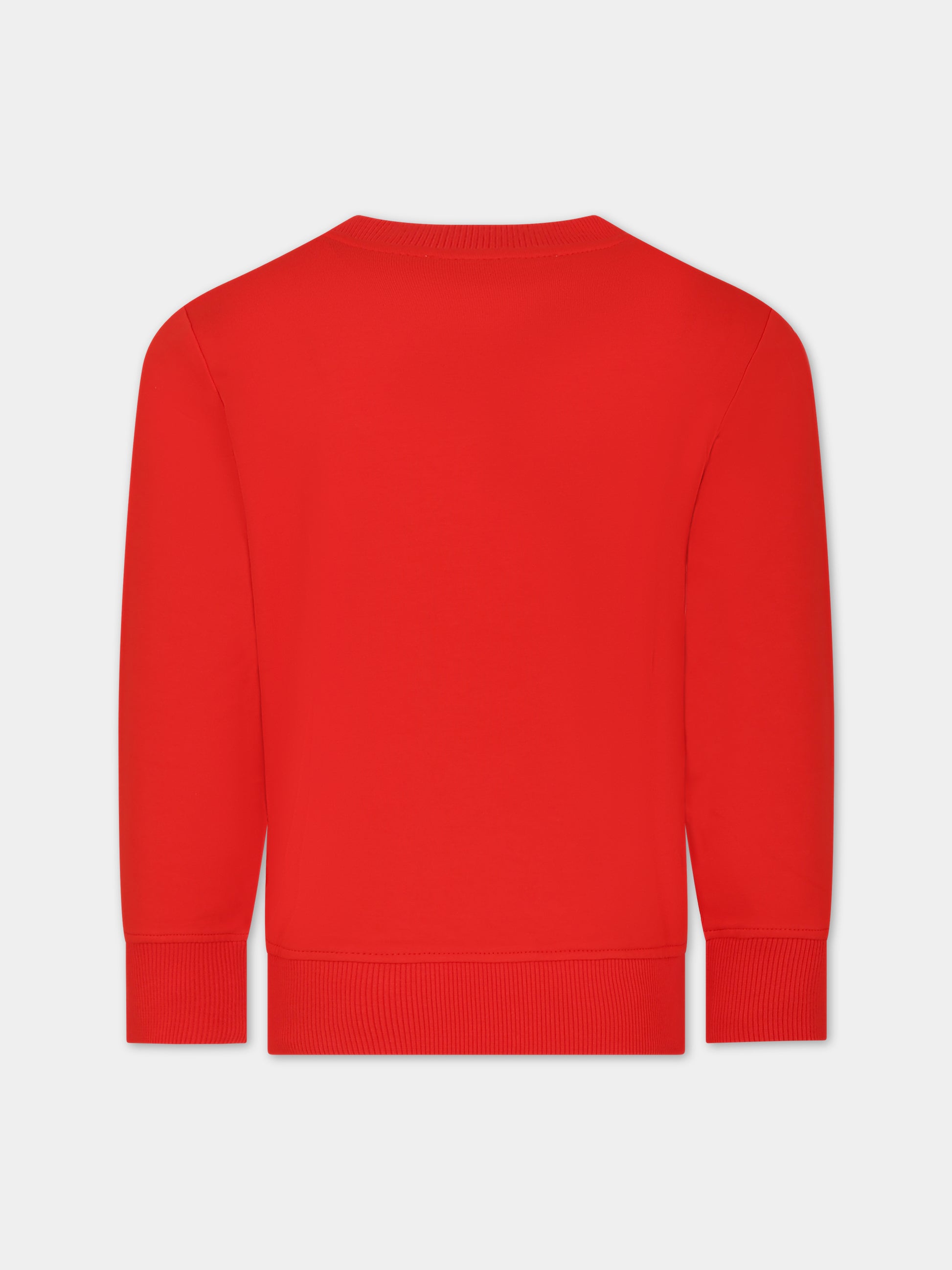 Felpa rossa per bambini con Teddy Bear e logo,Moschino Kids,HRF05R LDA00 50109