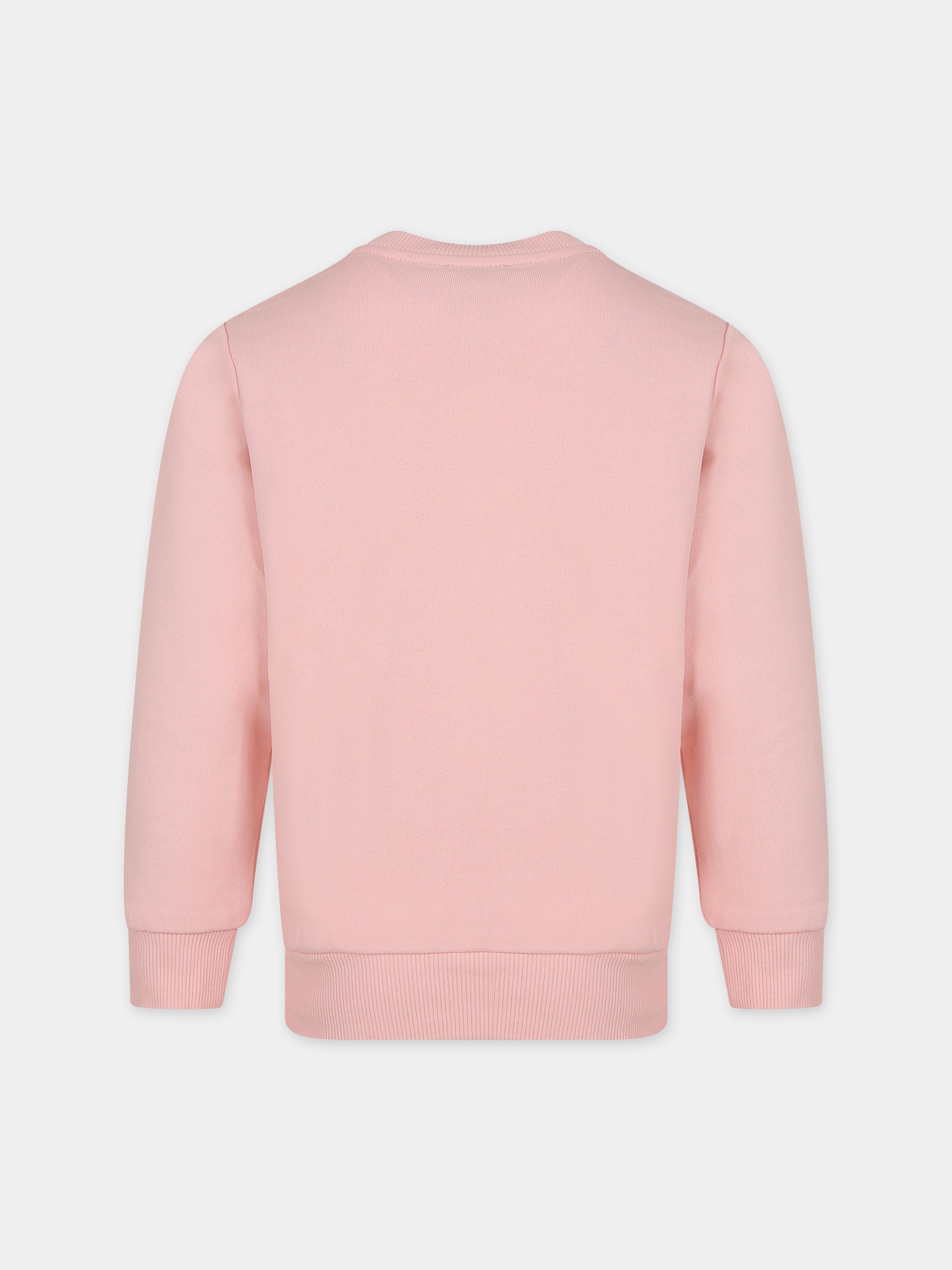 Felpa rosa per bambina con Teddy Bears e logo,Moschino Kids,HUF07E LCA32 50209