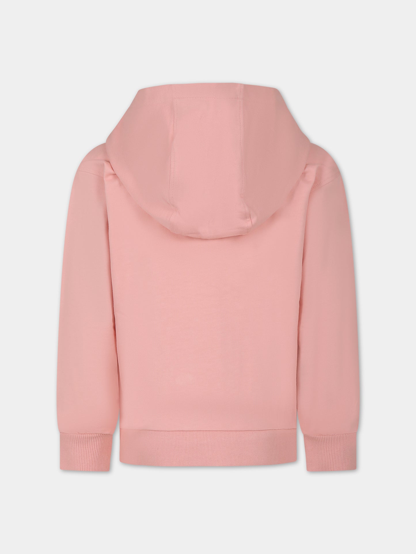 Felpa rosa per bambina con Teddy Bear e logo,Moschino Kids,HUF07F LCA19 50209