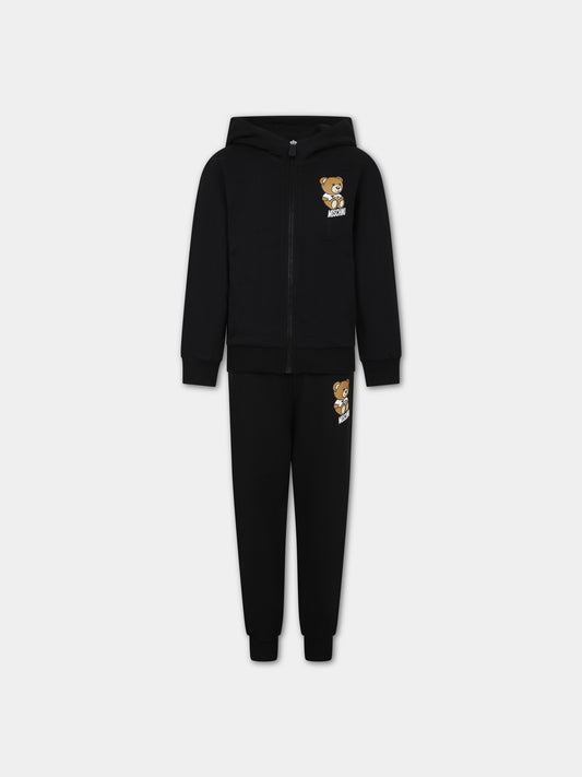 Completo nero per bambini con Teddy Bear e logo,Moschino Kids,HUK03A LCA19 60100