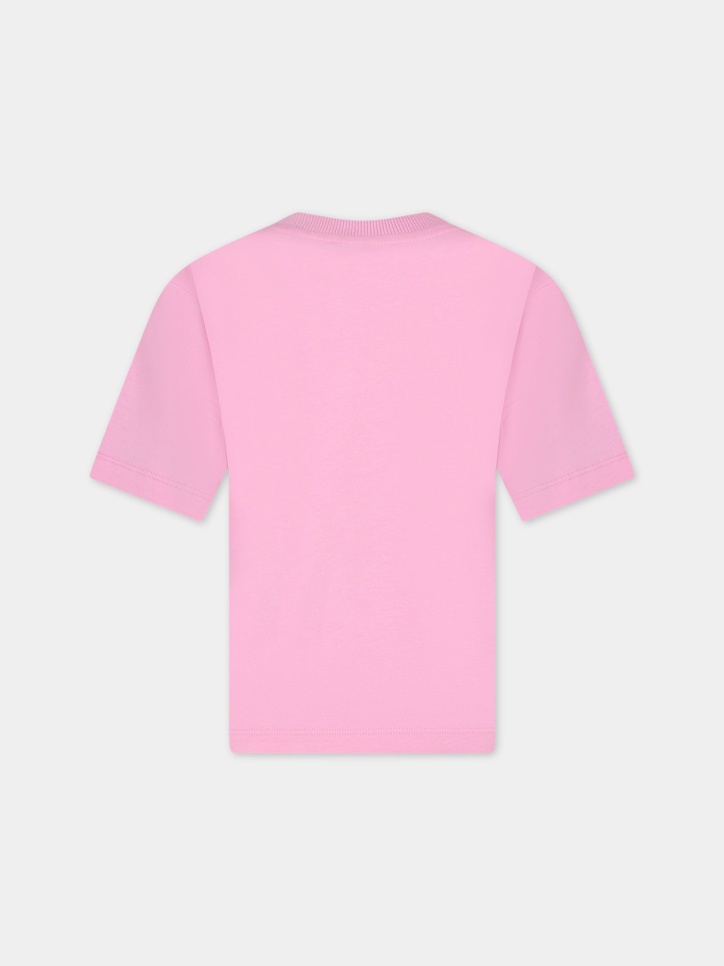 T-shirt rosa per bambina con stampa multicolor e Teddy Bear,Moschino Kids,HUM04R LAA23 50206