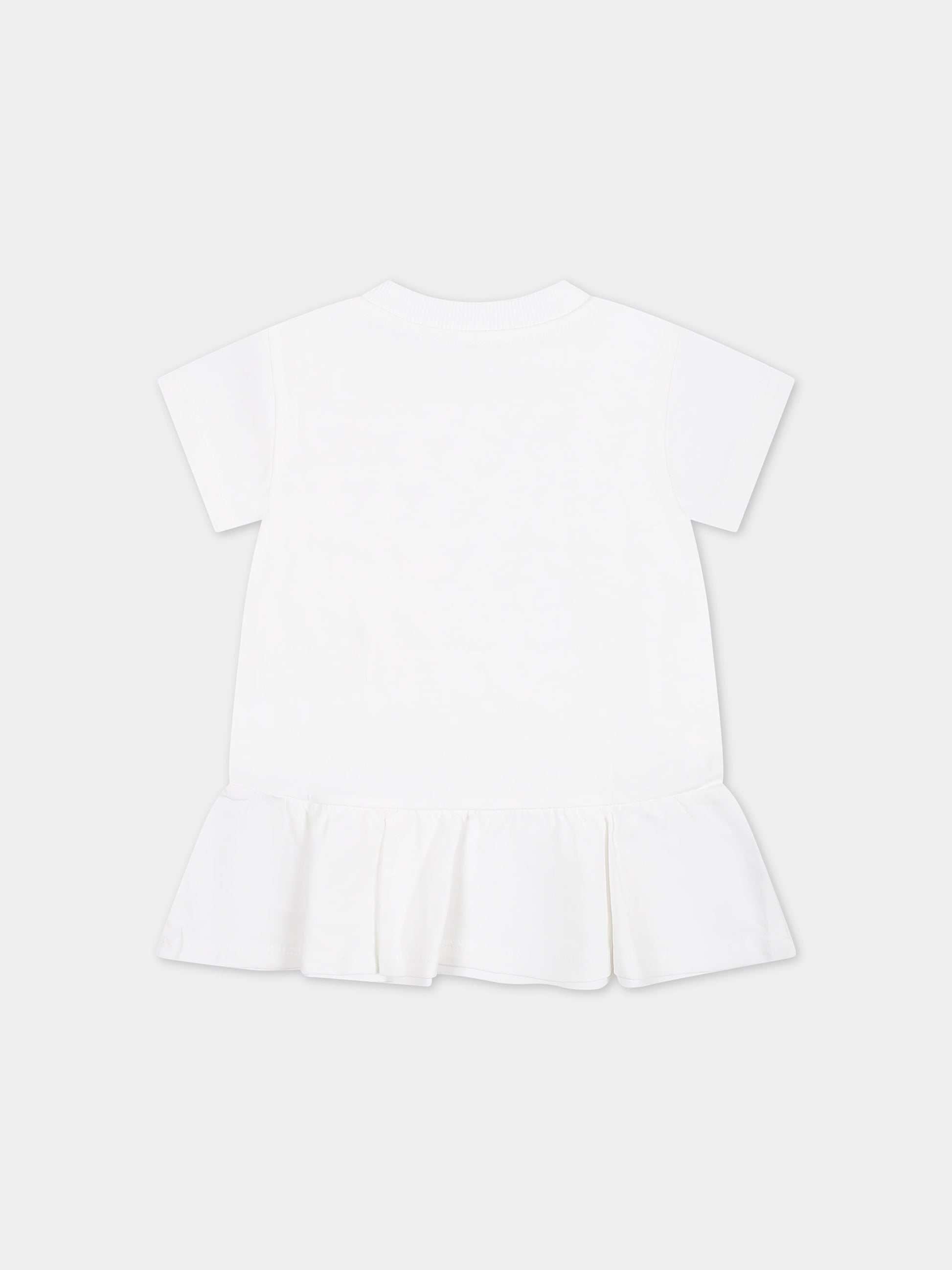 Vestito bianco per neonata con logo e animaletti,Moschino Kids,MDV0BF LAA02 10101