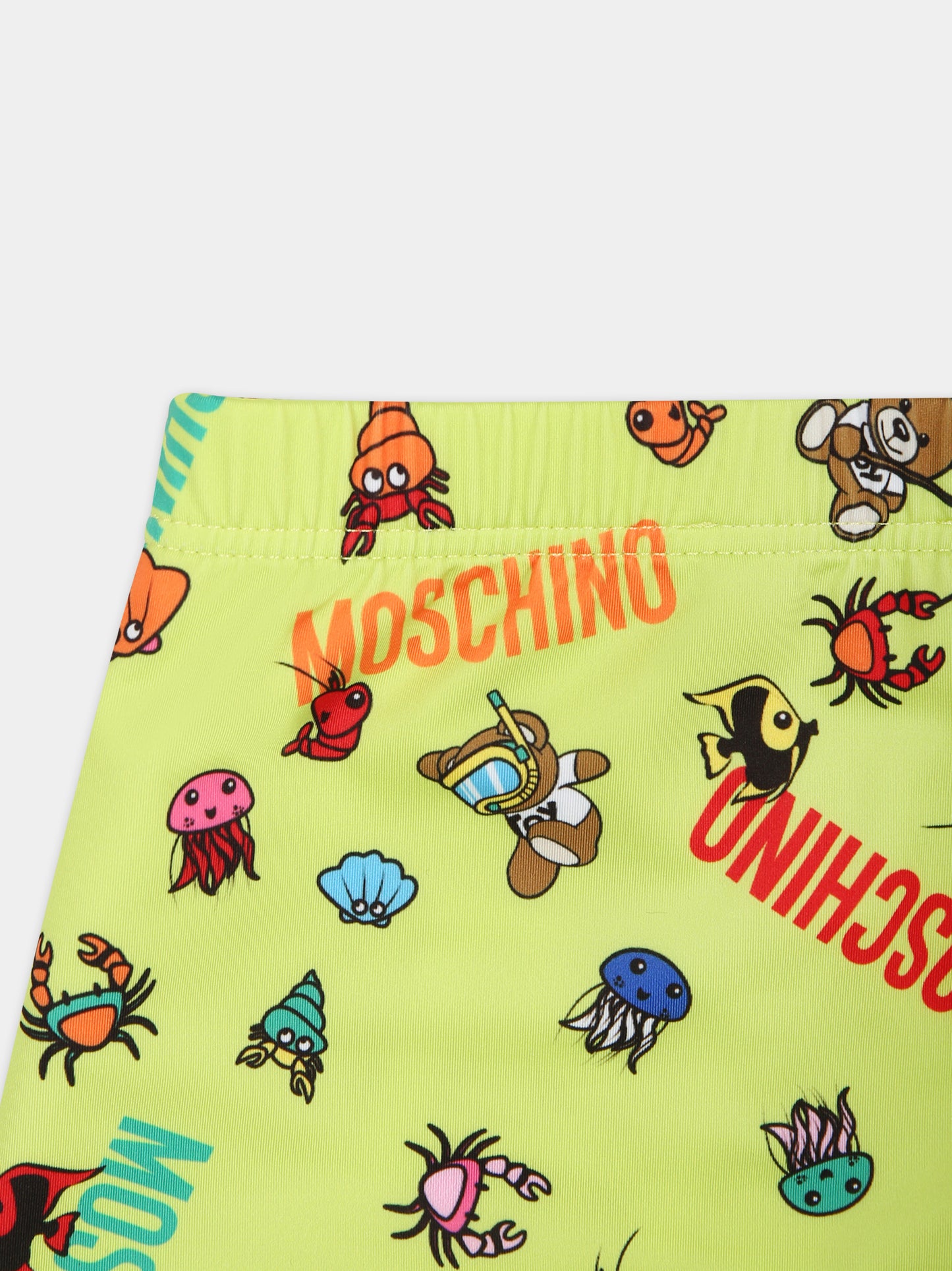 Boxer mare verdi per neonato con animaletti marini e logo,Moschino Kids,MUL00A LKA00 85840