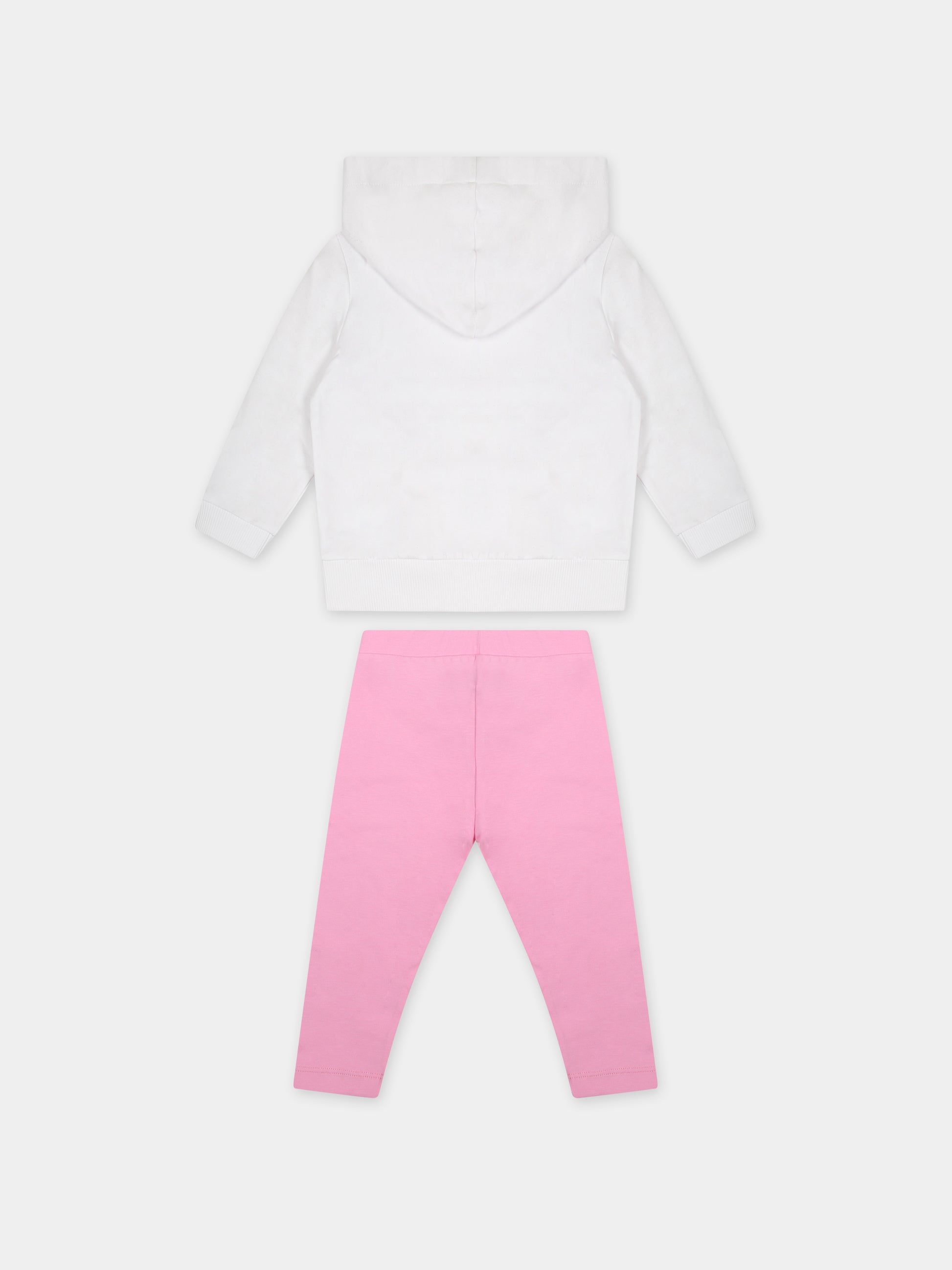 Completo bianco per neonata con Teddy Bear e logo,Moschino Kids,MDK02F LDA00 84340