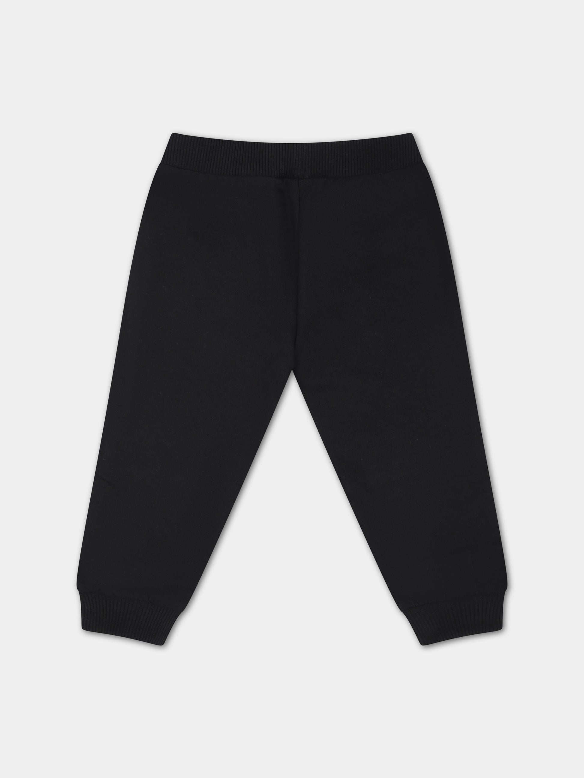 Pantaloni neri per neonati con logo,Moschino Kids,MMP04O LDA27 60100