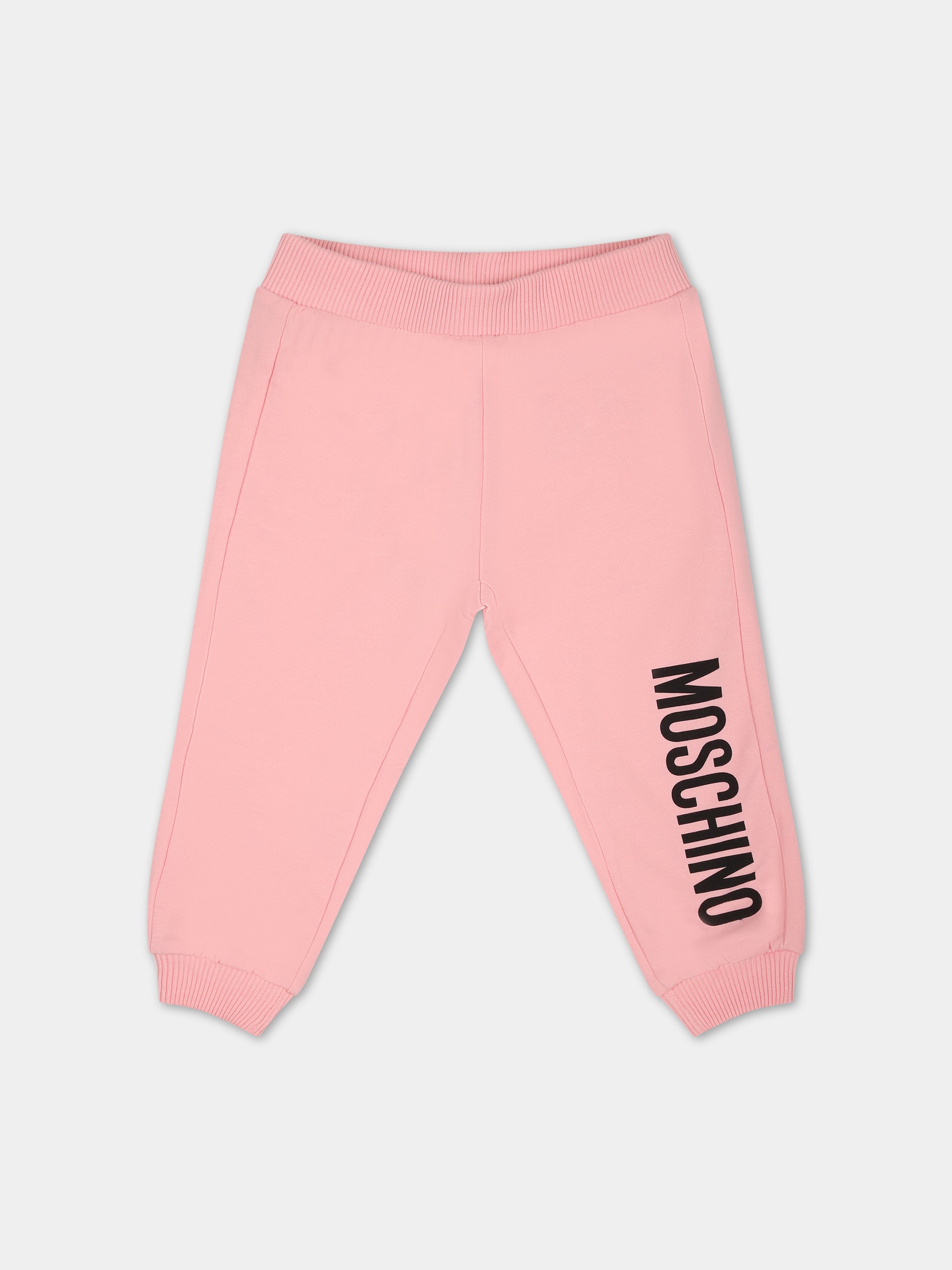 Pantaloni rosa per neonati con logo,Moschino Kids,MMP04O LDA27 50209