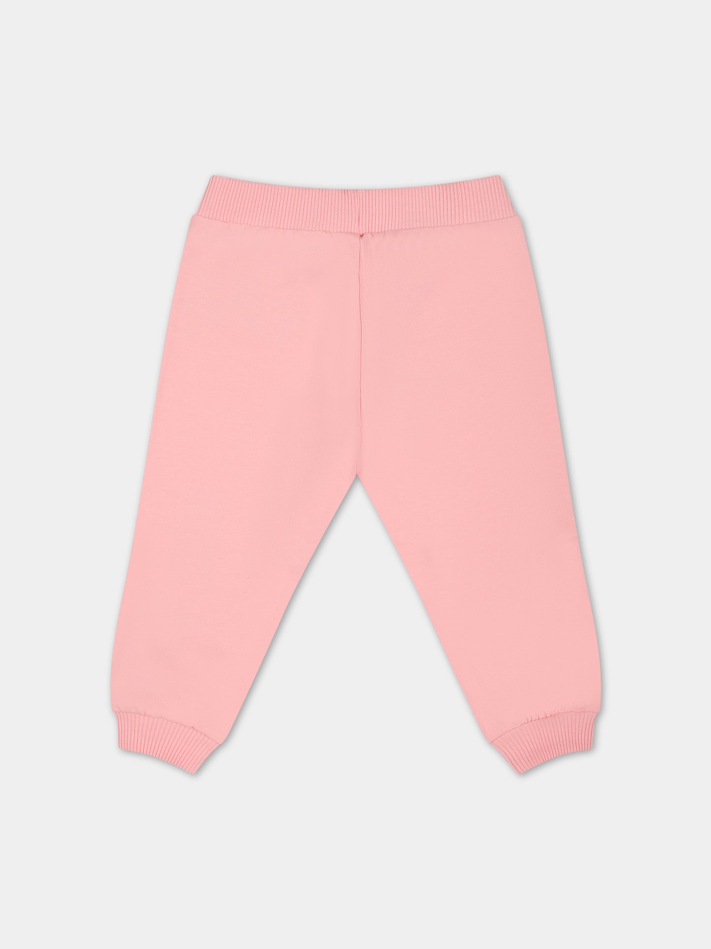Pantaloni rosa per neonati con logo,Moschino Kids,MMP04O LDA27 50209
