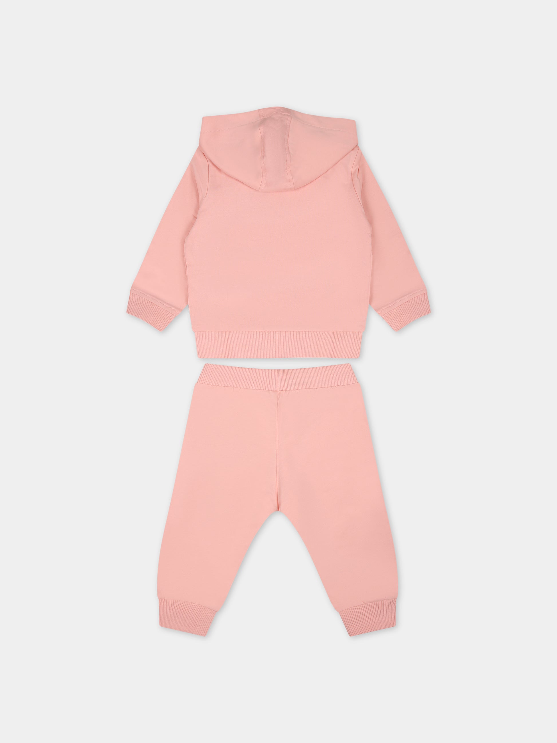 Completo rosa per neonata con Teddy Bear e logo,Moschino Kids,MNK037 LCA19 50209