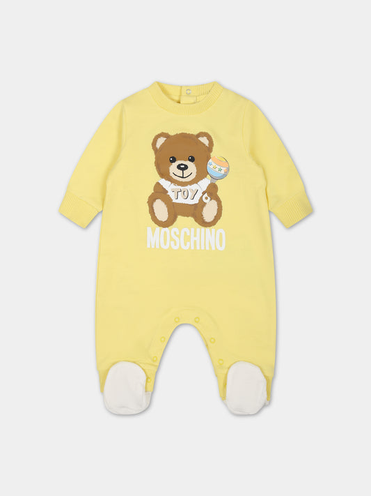 Tutina gialla per neonati con Teddy Bear,Moschino Kids,MNY03X LCA19 50230