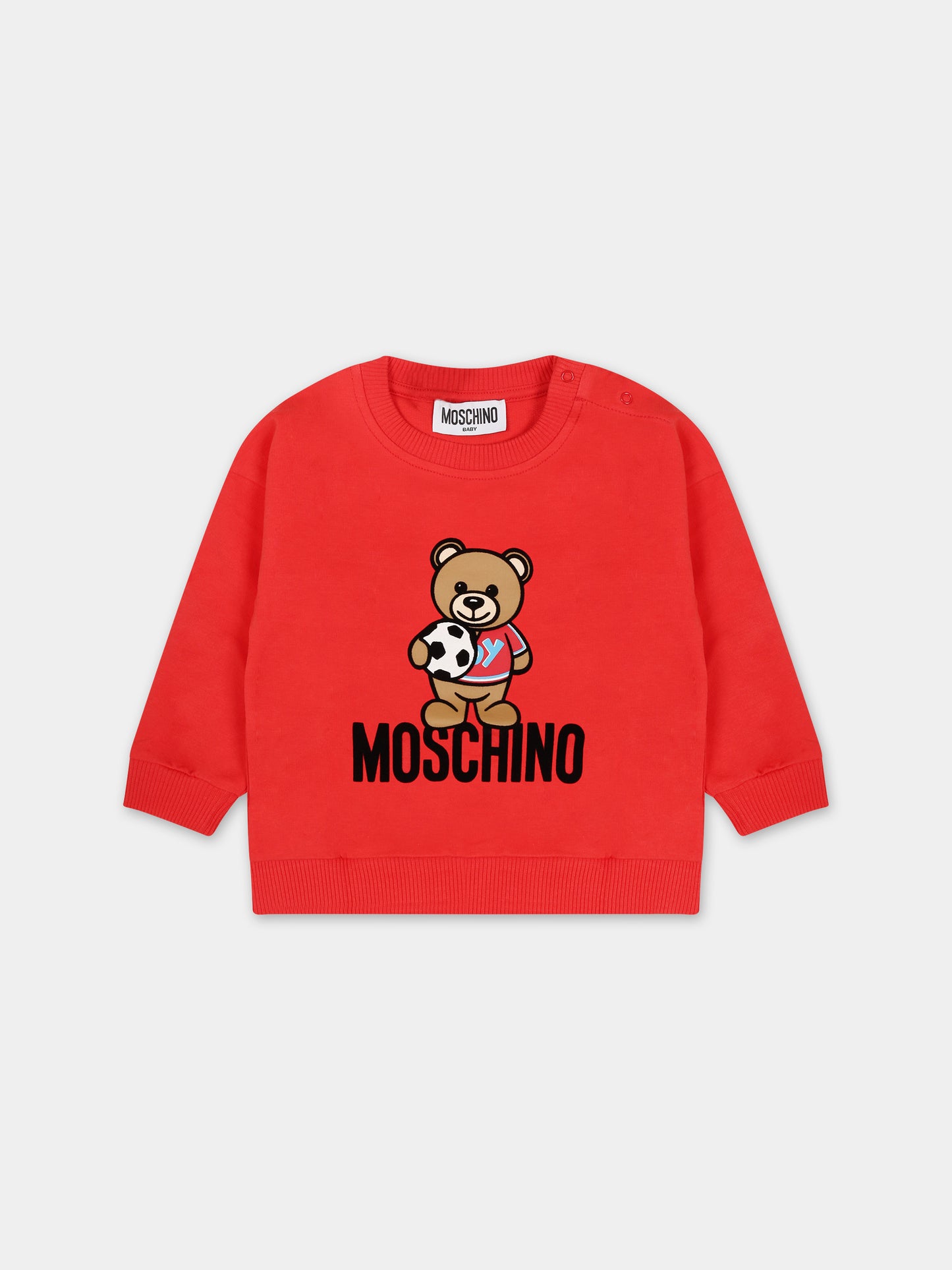 Felpa rossa per neonato con Teddy Bear,Moschino Kids,MSF03Q LDA27 50109