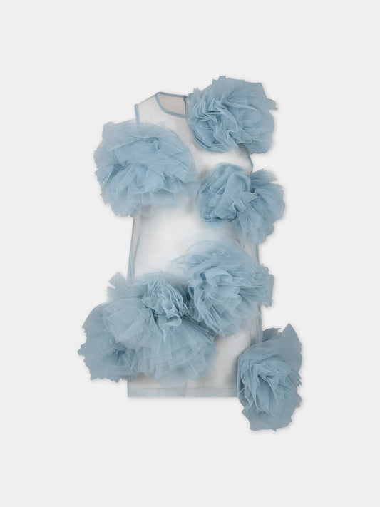 Vestito celeste per bambina con fiori,Caroline Bosmans,SS24 4034 18 5014
