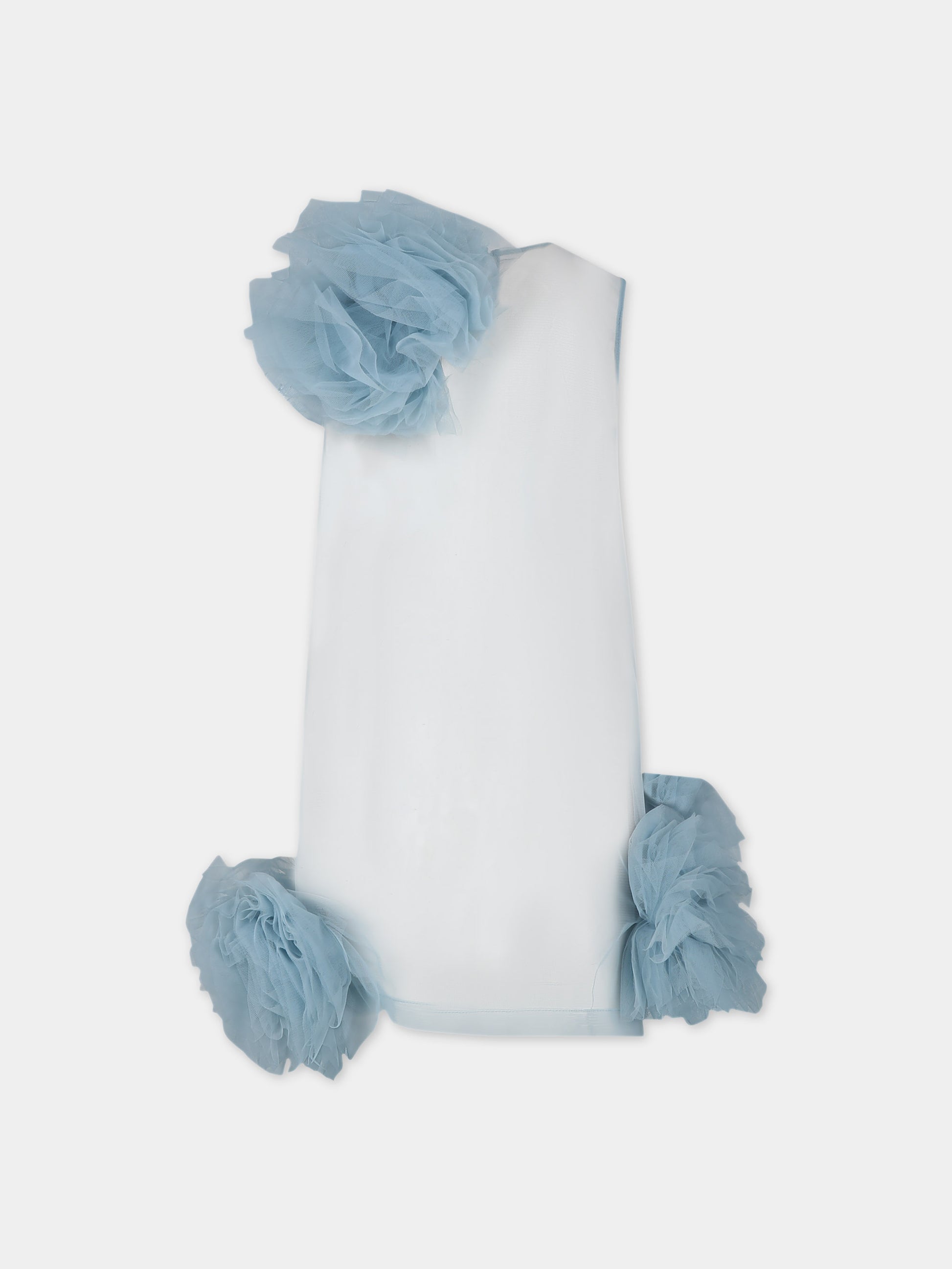 Vestito celeste per bambina con fiori,Caroline Bosmans,SS24 4034 18 5014