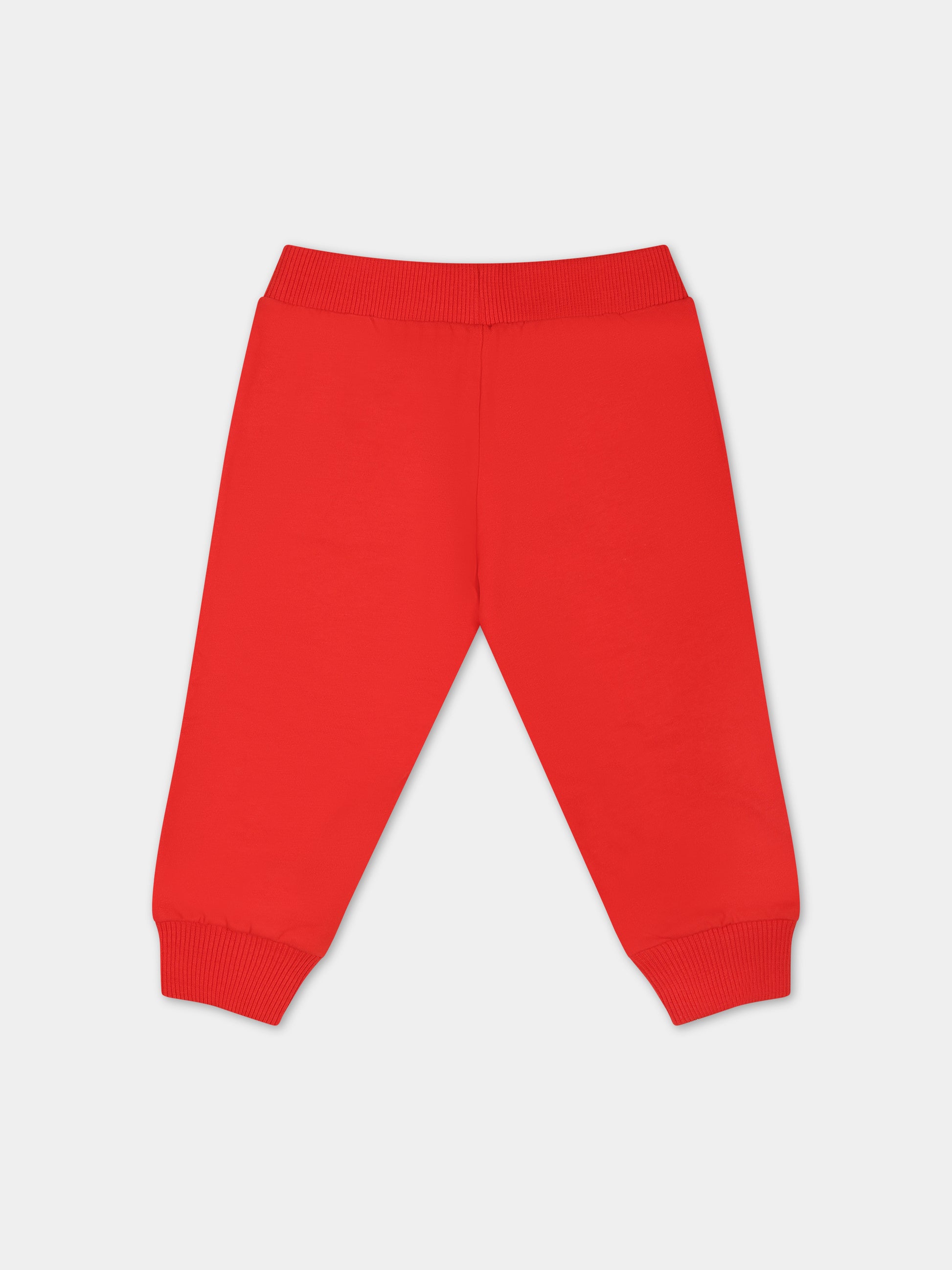 Pantaloni rossi per neonati con Teddy Bear e logo,Moschino Kids,MUP04G LCA19 50109