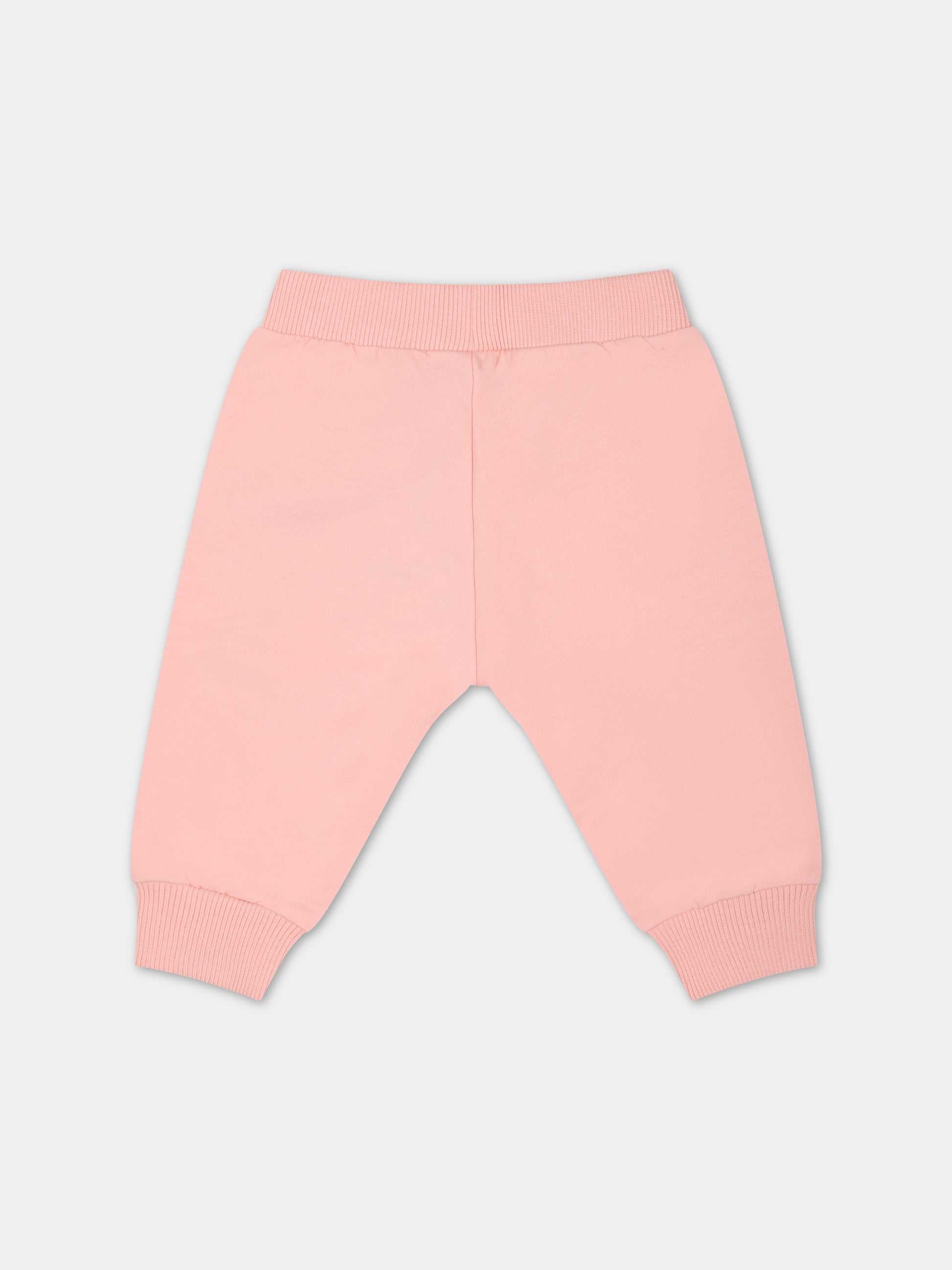 Pantaloni rosa per neonata con Teddy Bear e logo,Moschino Kids,MUP04G LCA19 50209