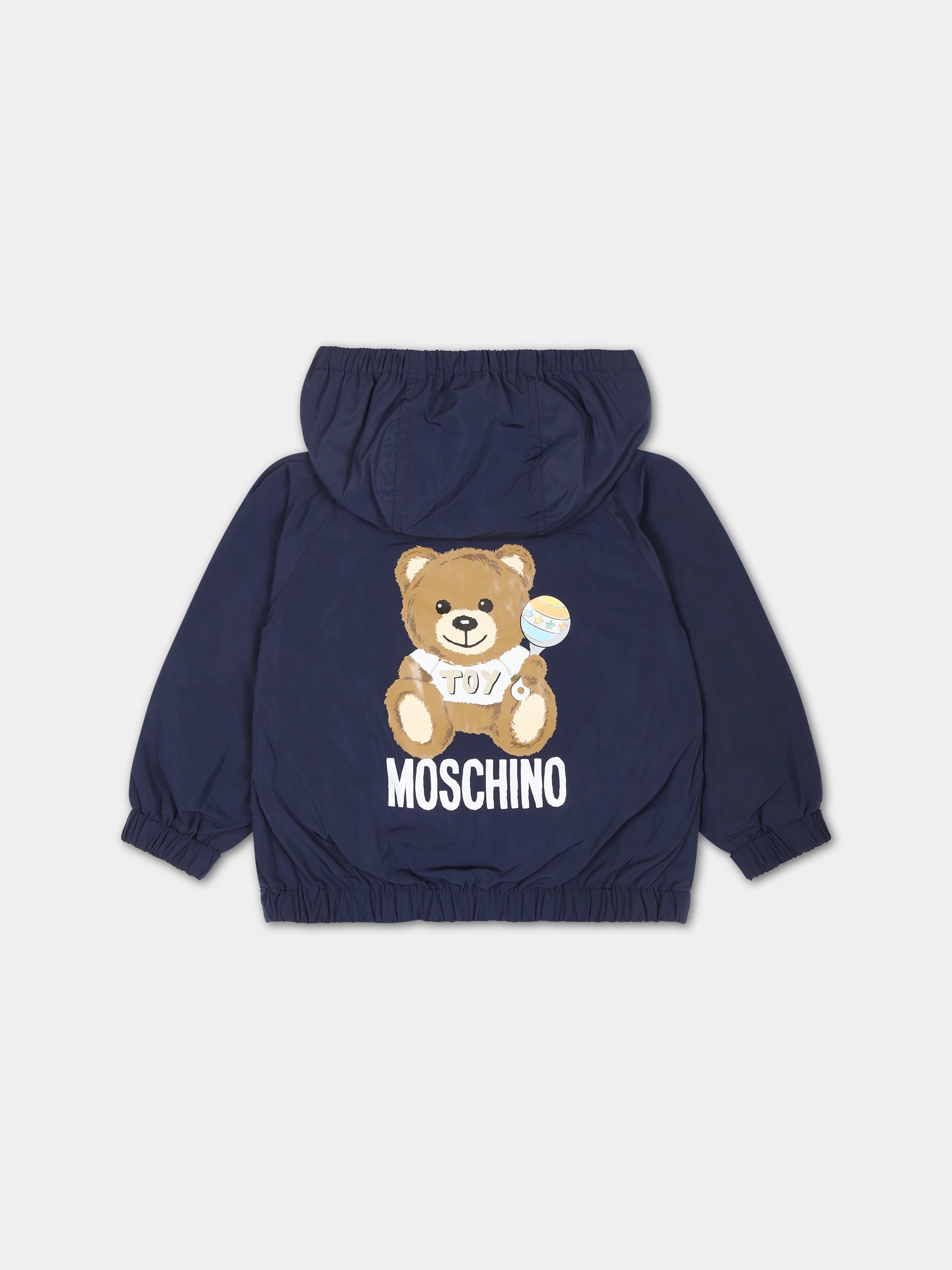Giacca a vento blu per neonati con Teddy Bear,Moschino Kids,MUS029 L3A39 40016