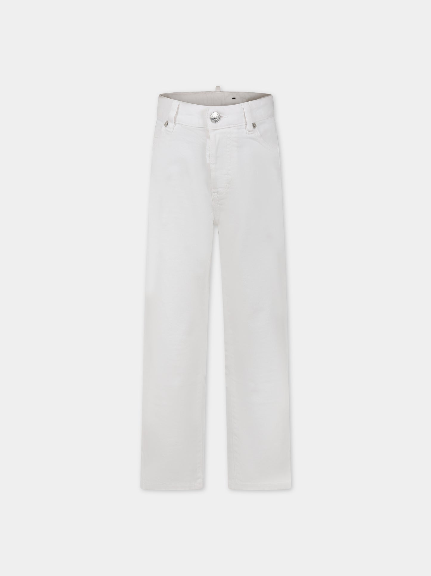 Jeans bianchi per bambino con patch logato,Dsquared2,DQ0501 D0IW DQ100