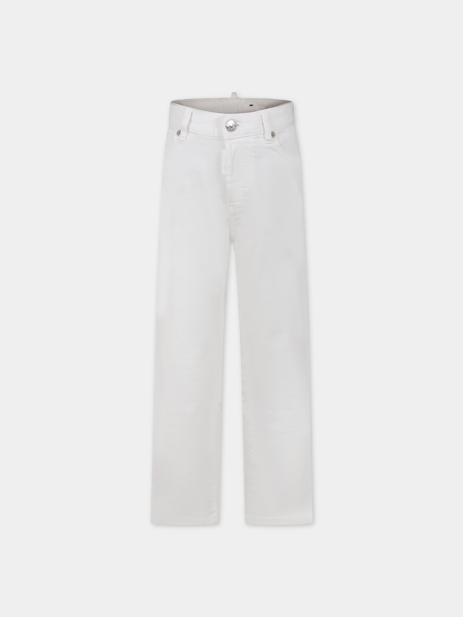 Jeans bianchi per bambino con patch logato,Dsquared2,DQ0501 D0IW DQ100