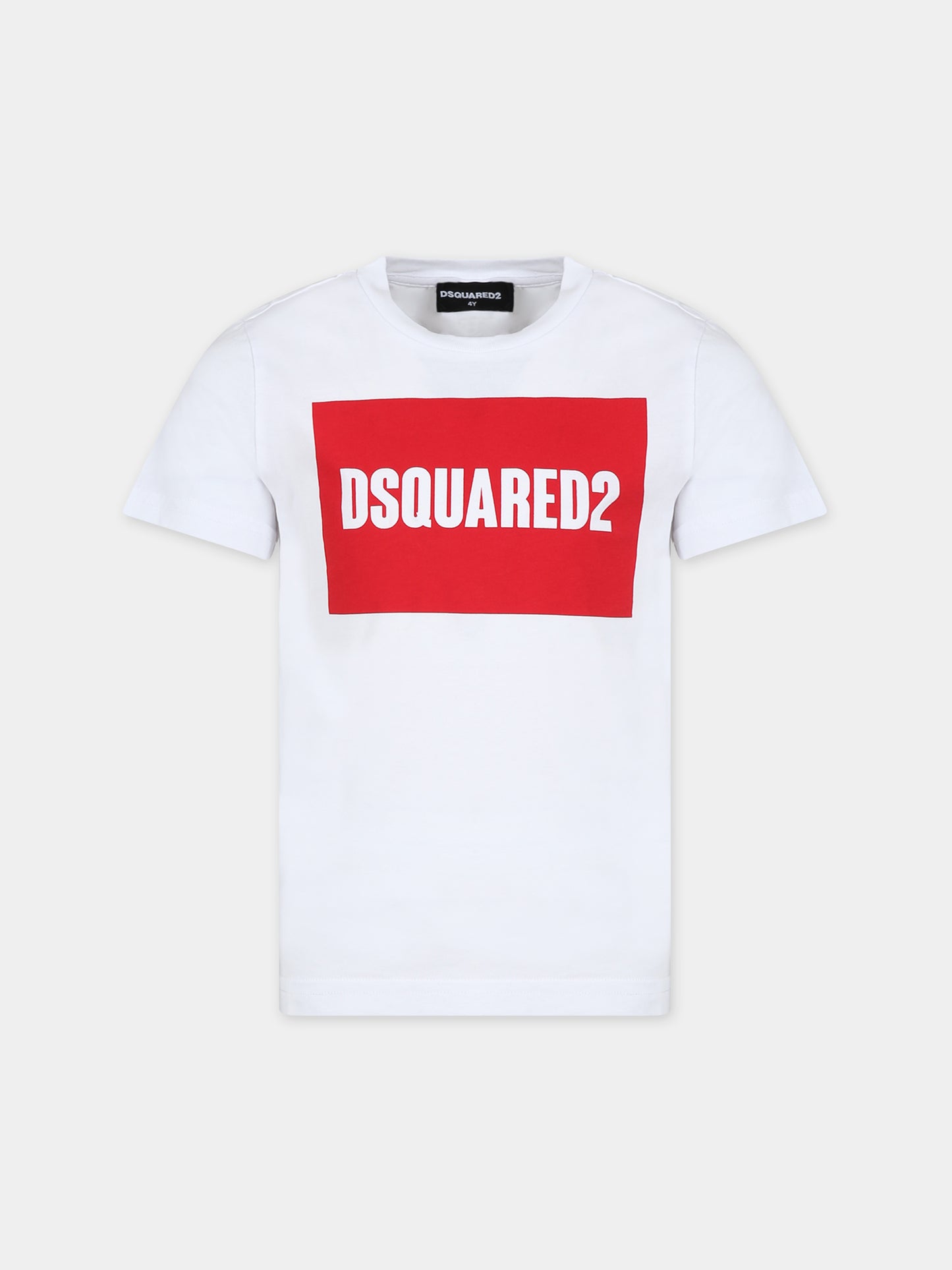 T-shirt bianca per bambino con logo,Dsquared2,DQ0522 D002F DQ100