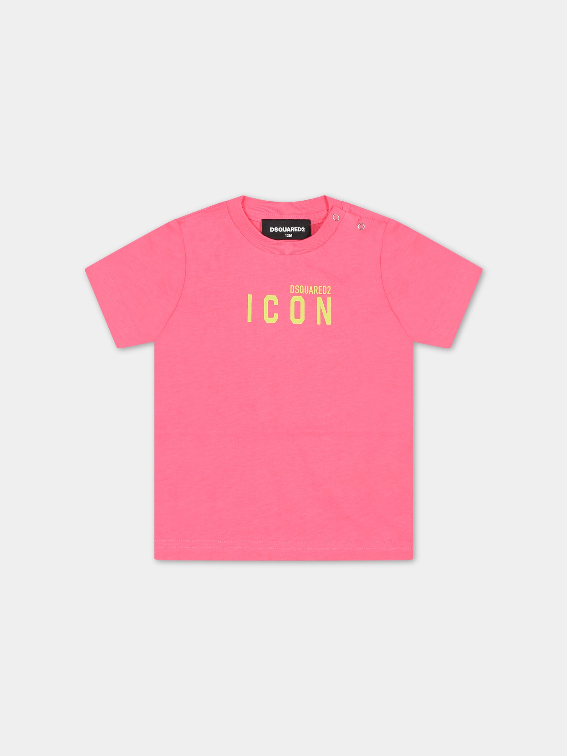 T-shirt fucsia per neonato con logo,Dsquared2,DQ1376 D00MV DQ304