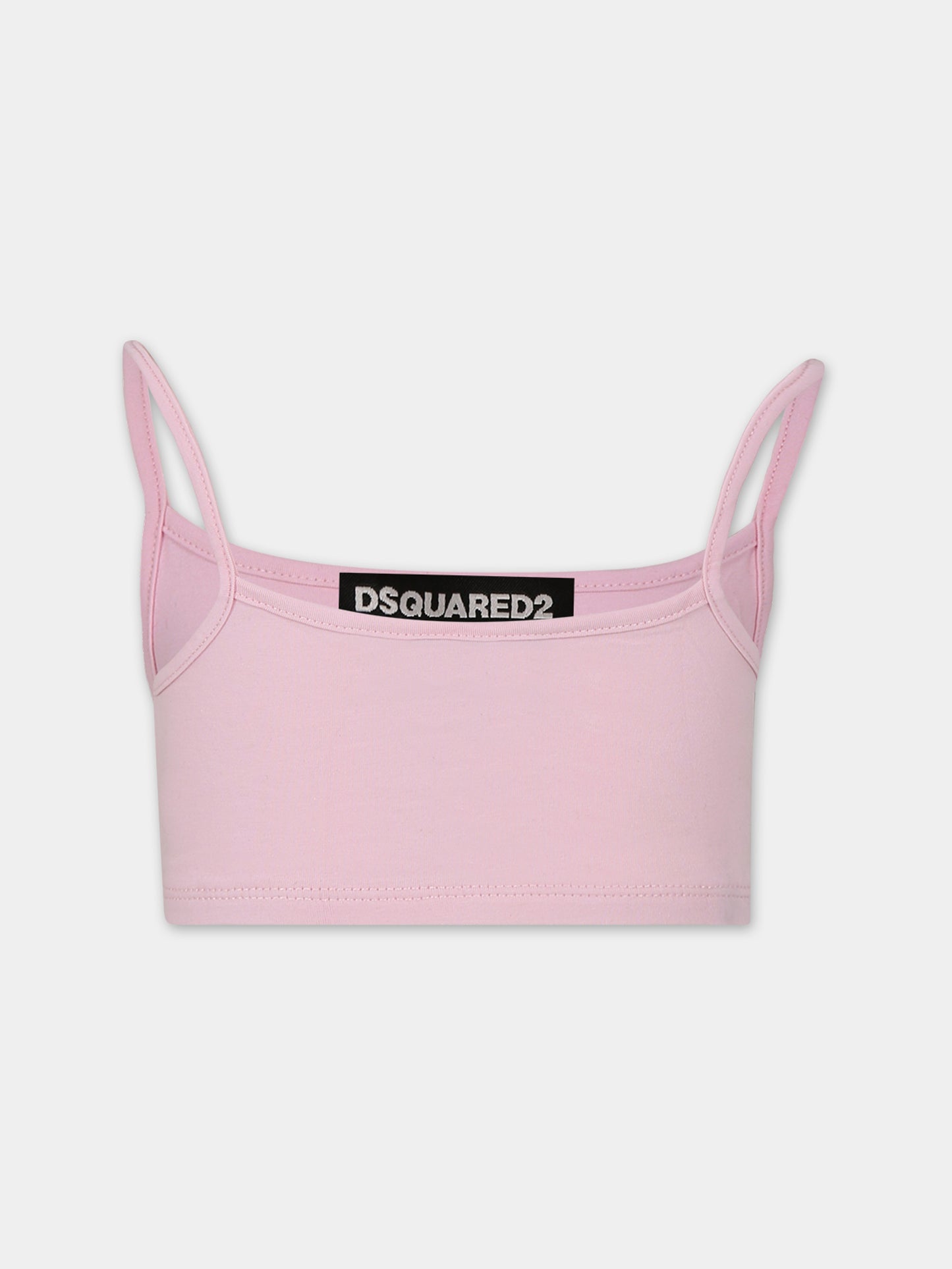 Top rosa per bambina con logo,Dsquared2,DQ1083 D008J DQ310